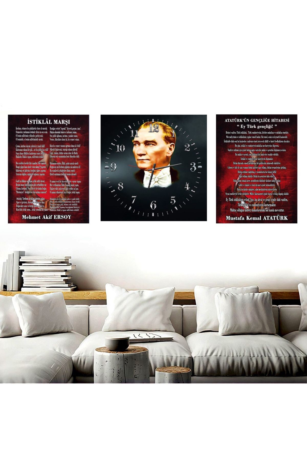 Atatürk Istiklal Marşı Be Gençliğe Hitabe Mdf Tablo Ve Saat Kombin
