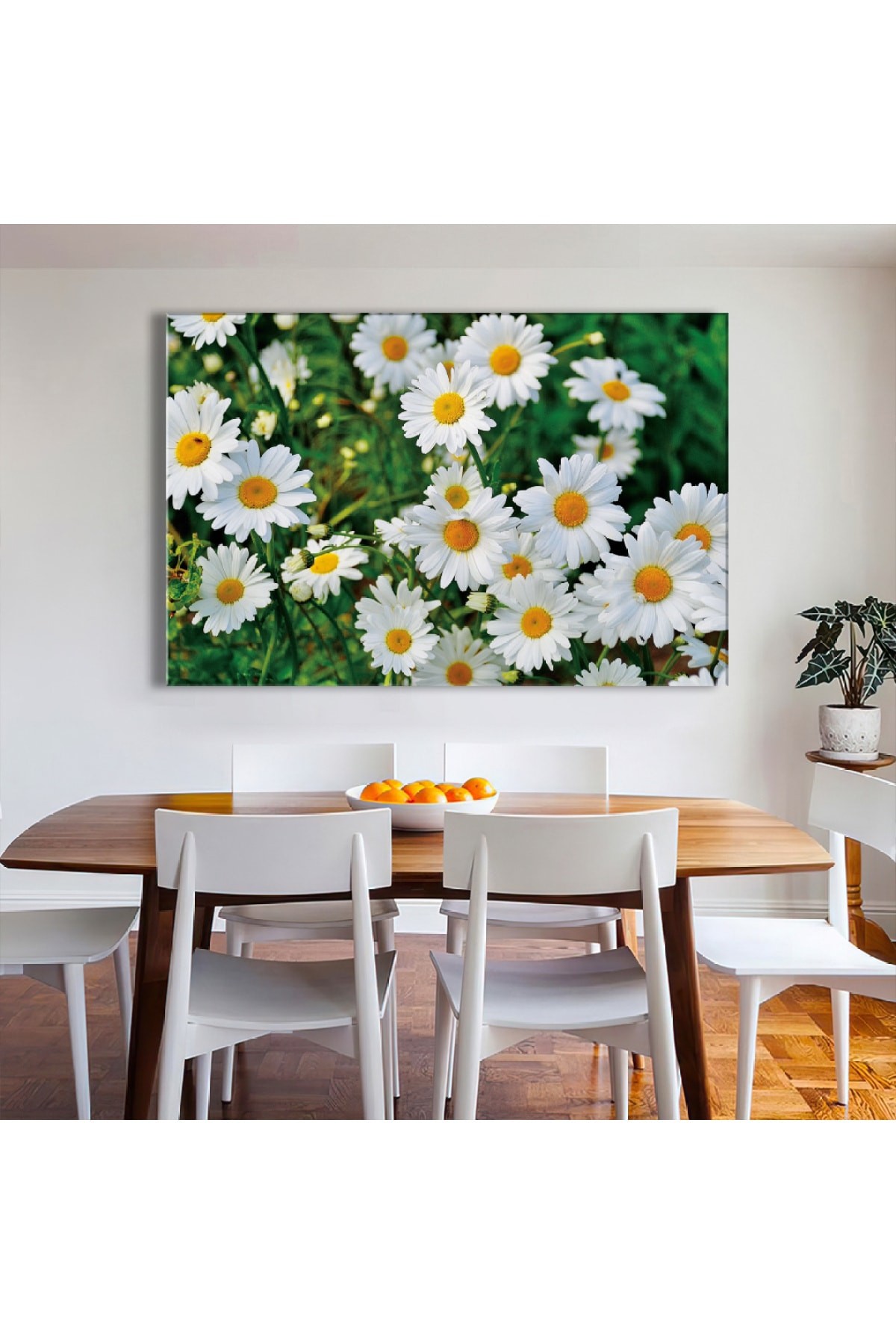 Mevsim Papatyası Ahşap Şase Dijital Baskı Kanvas Tablo 120X80Cm