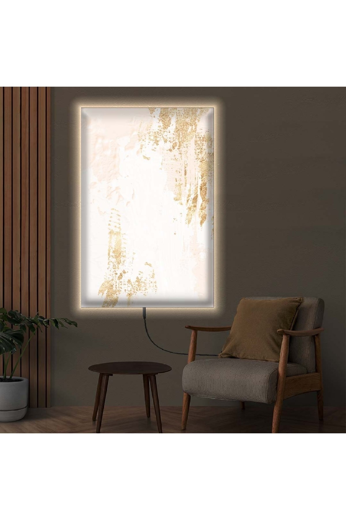 Özel Tasarım Salon Tablosu Ledli Soyut Desen Dijital Baskı Kanvas Tablo 50X70Cm
