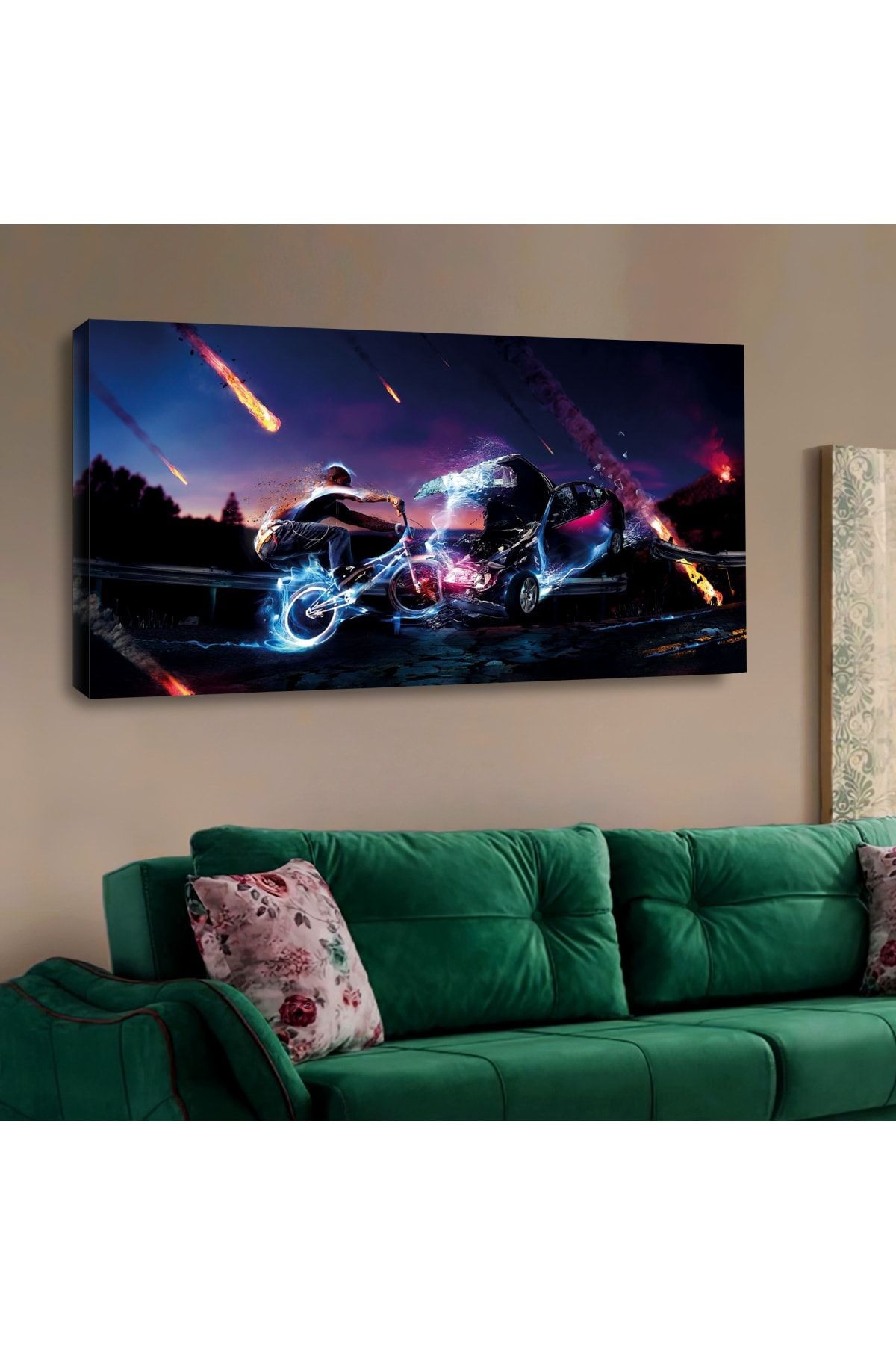 Zevahir 120x60 Kanvas Bisiklet Ve Göktaşı Yatay Tablo