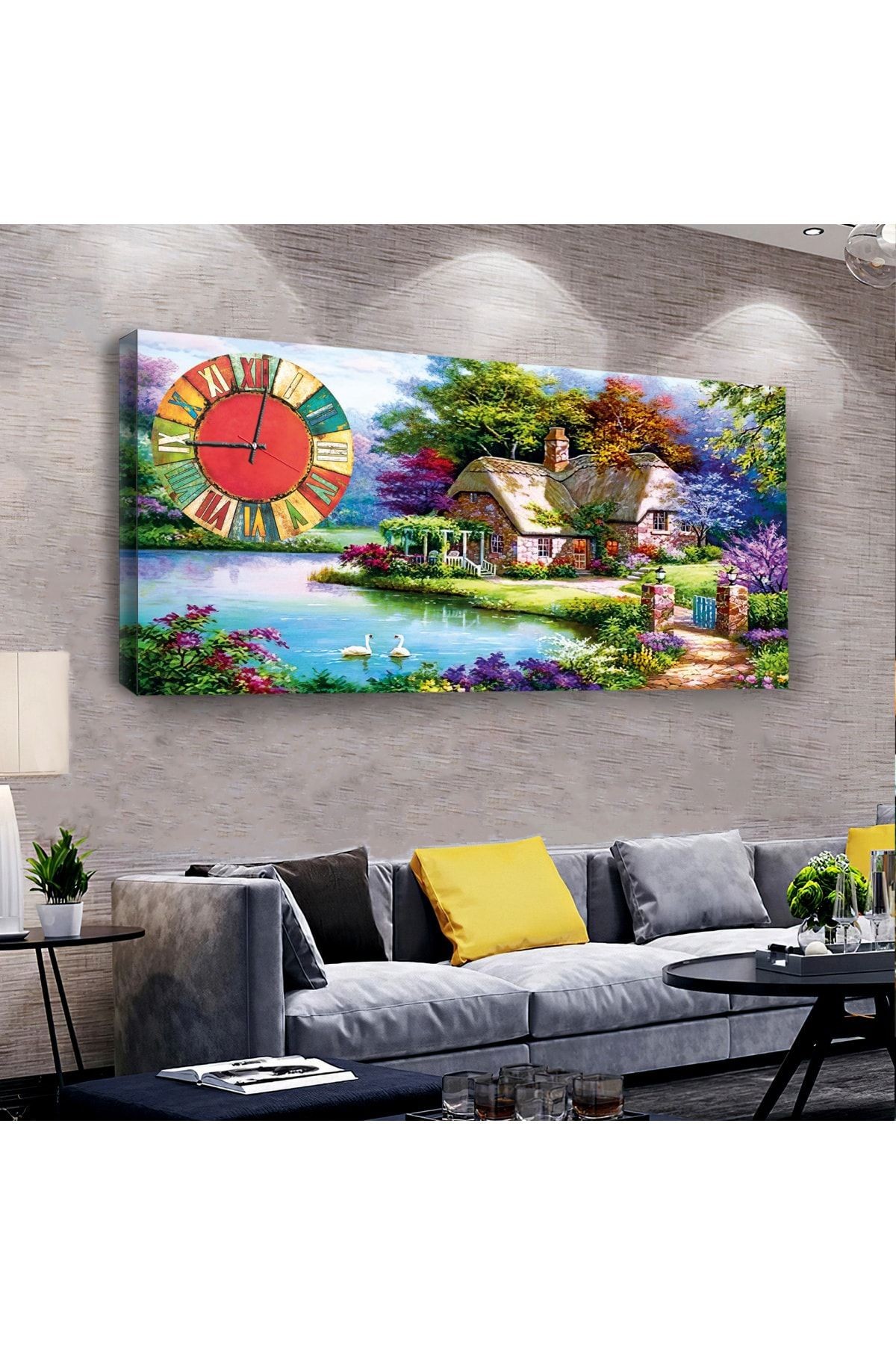 Manzara Tablo 120 X 60 Saatli Kanvas Tablo