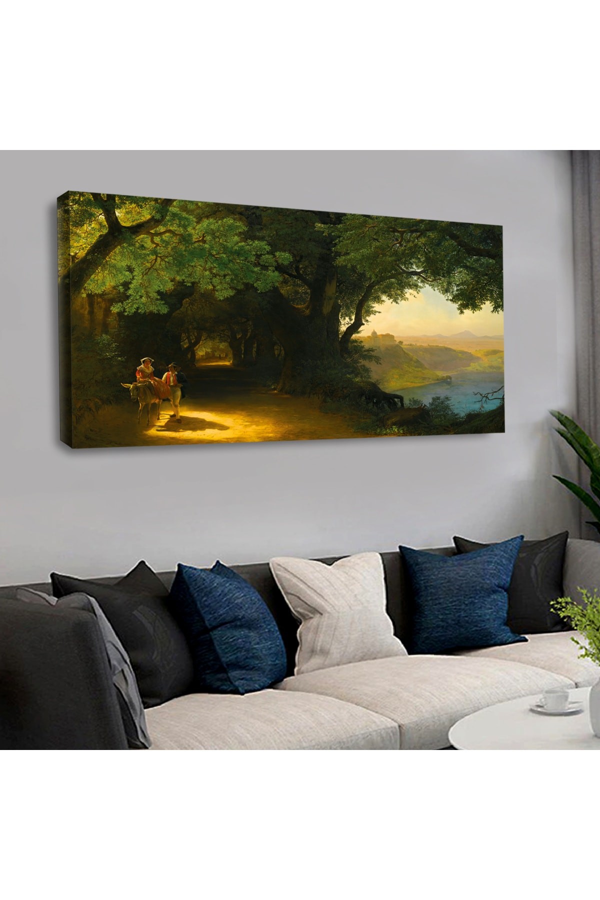 saatliAhşap Şase Dijital Baskı Kanvas Orman Tablo 120X60Cm