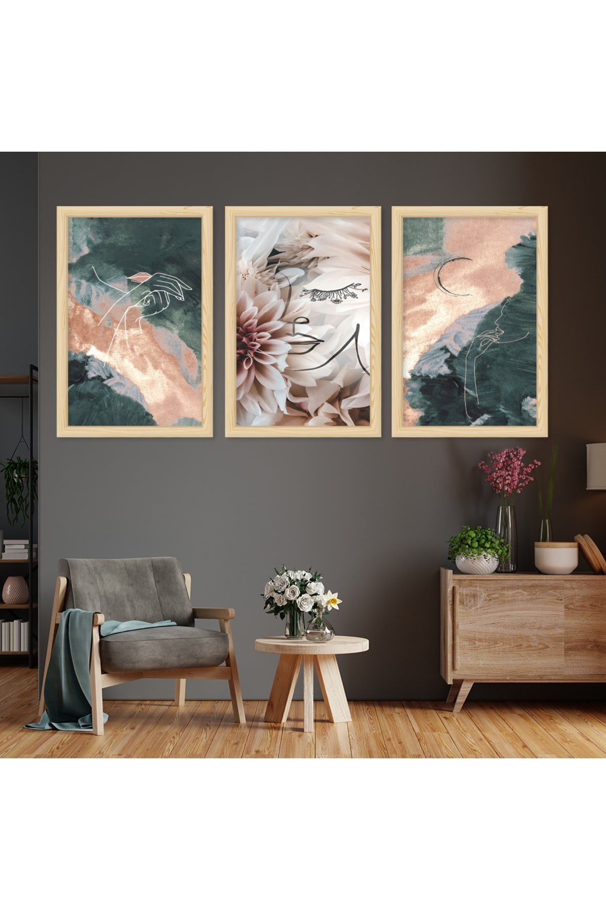 Sanat Tablosu Ahşap Çerçeveli Modern Çizim Tablo