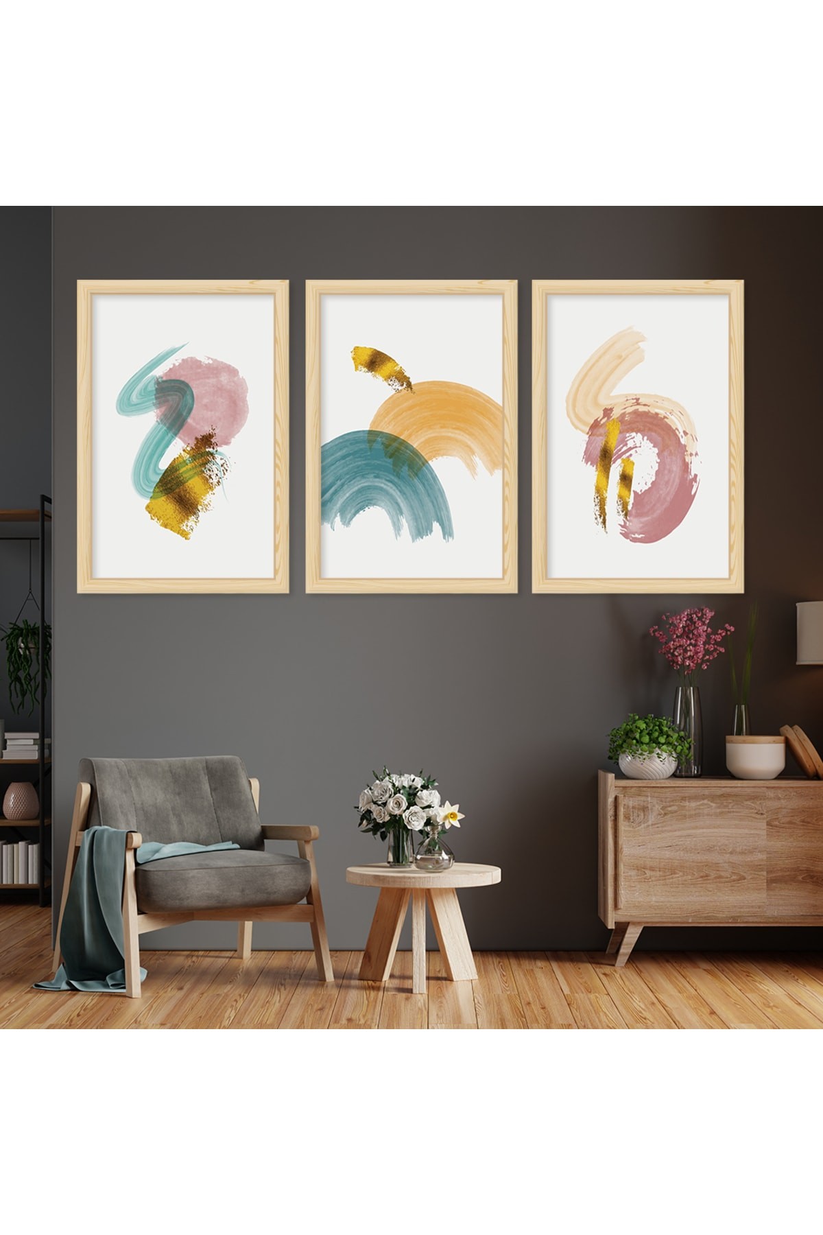 Özel Tasarım Sanat Tablosu Ahşap Çerçeveli Kolaj Çizim Modern Tablo