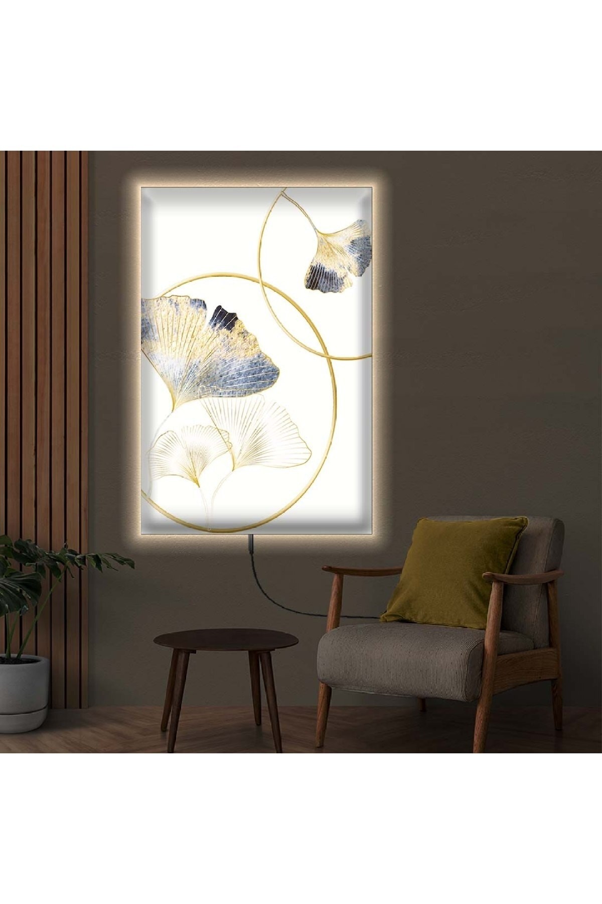 Sanatsal Ledli Modern Çizim Ahşap Şase Dijital Baskı Kanvas Tablo 70X100Cm