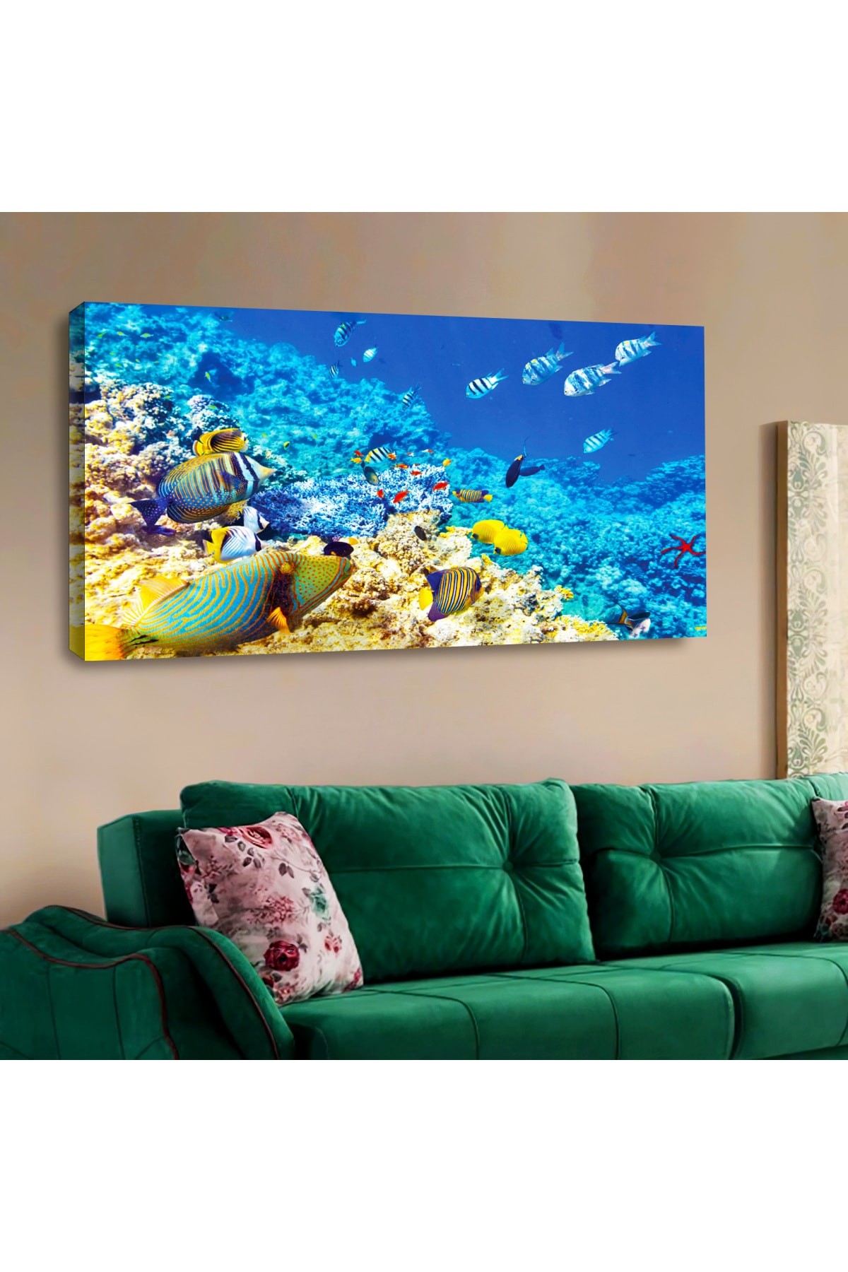 Renkli Minimal Tasarım Dayanıklı Ahşap Şase Dijital Baskı Kanvas Tablo 120X60Cm