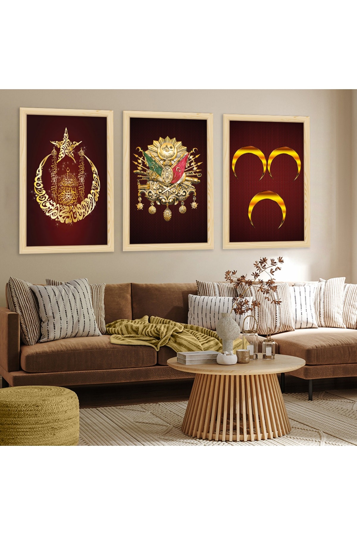 Modern Tablo Ahşap Çerçeveli Osmanlı Tuğrası Tablo
