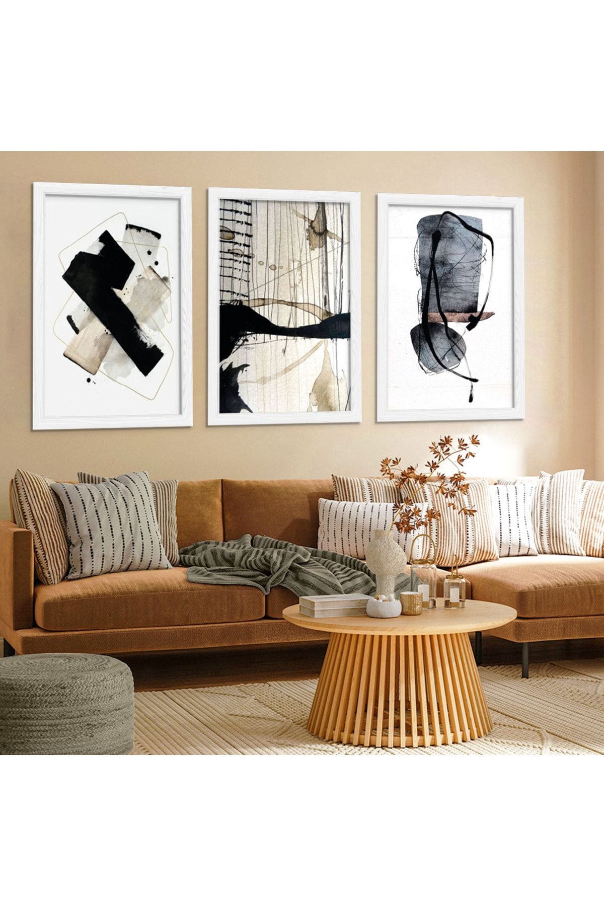 Beyaz Ahşap Çerçeveli Modern Tablo