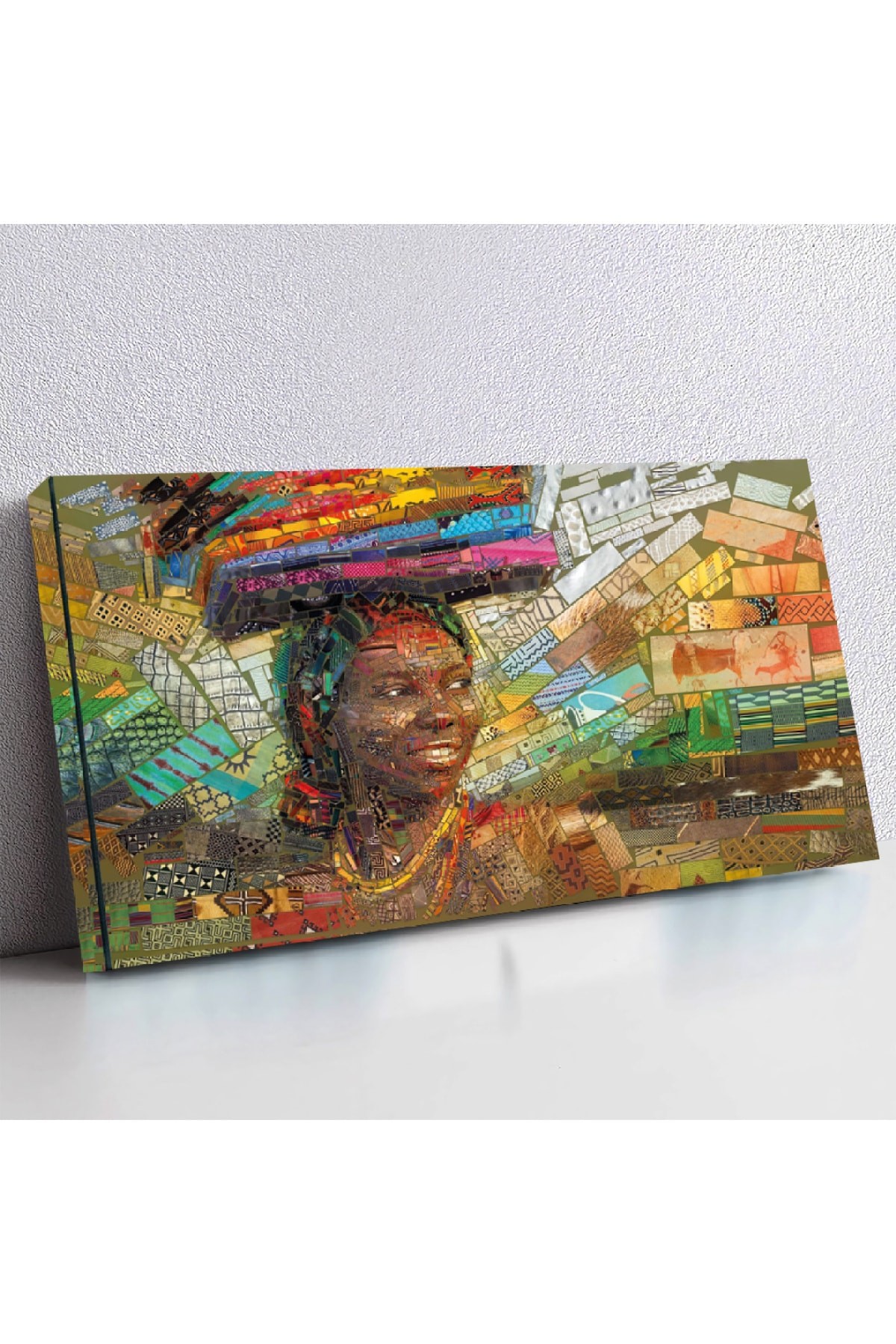 Ahşap Şase Dijital Baskı Kanvas Afrikalı Kadın Tablosu 120X60Cm