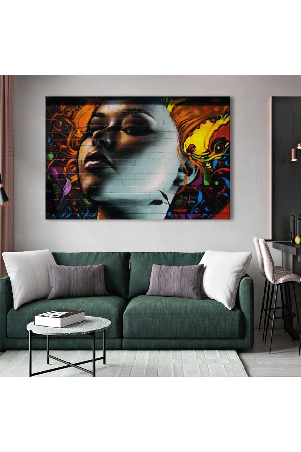 Grafiti Modern Resim Ahşap Şase Dijital Baskı Kanvas Tablo 120X80Cm
