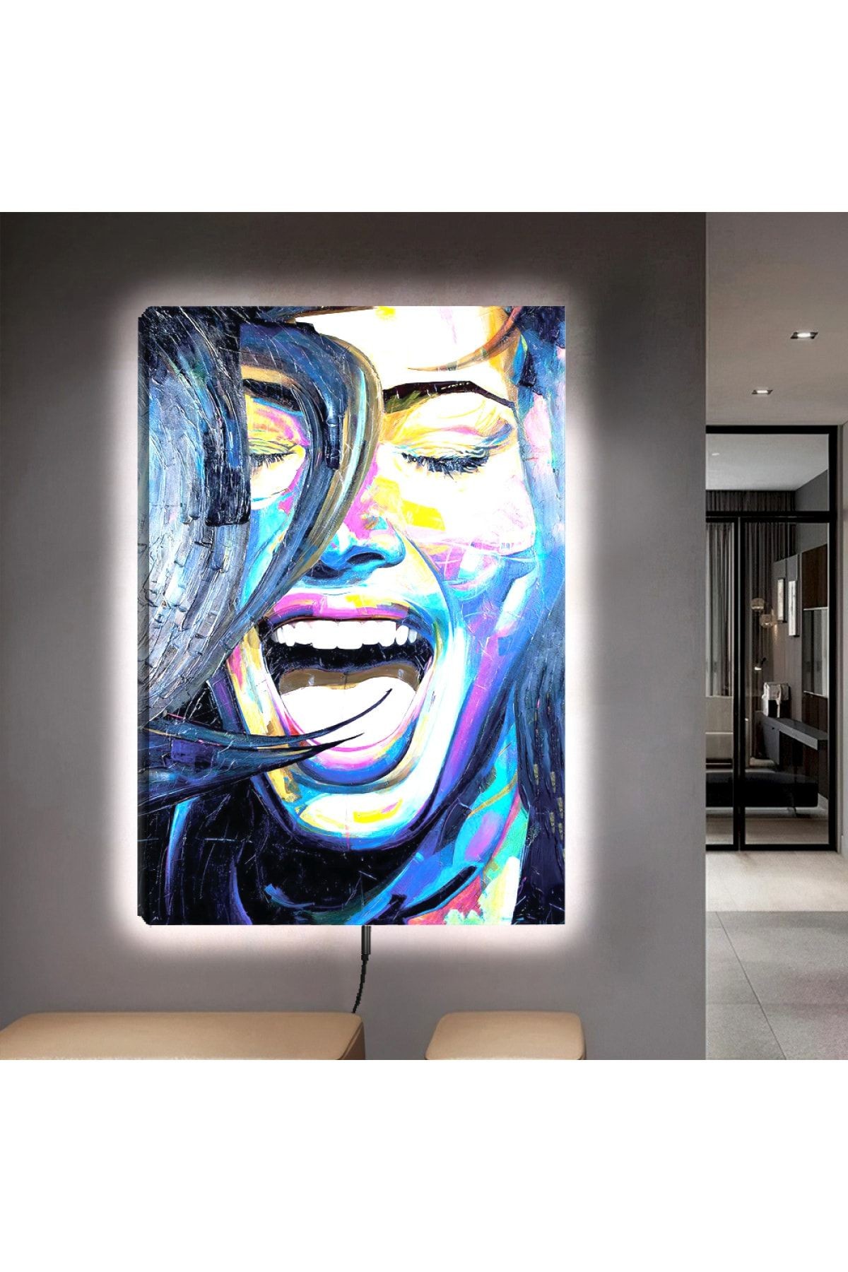 Ledli 90x60 Afrikalı Küçük Kız Kanvas Tablo