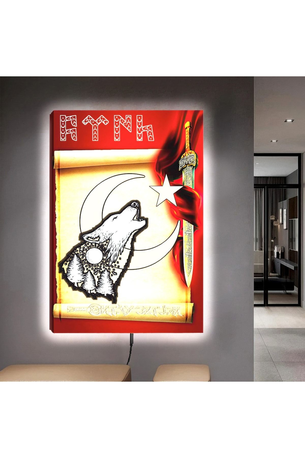 Ledli 90x60 Göktürk Kanvas Tablo