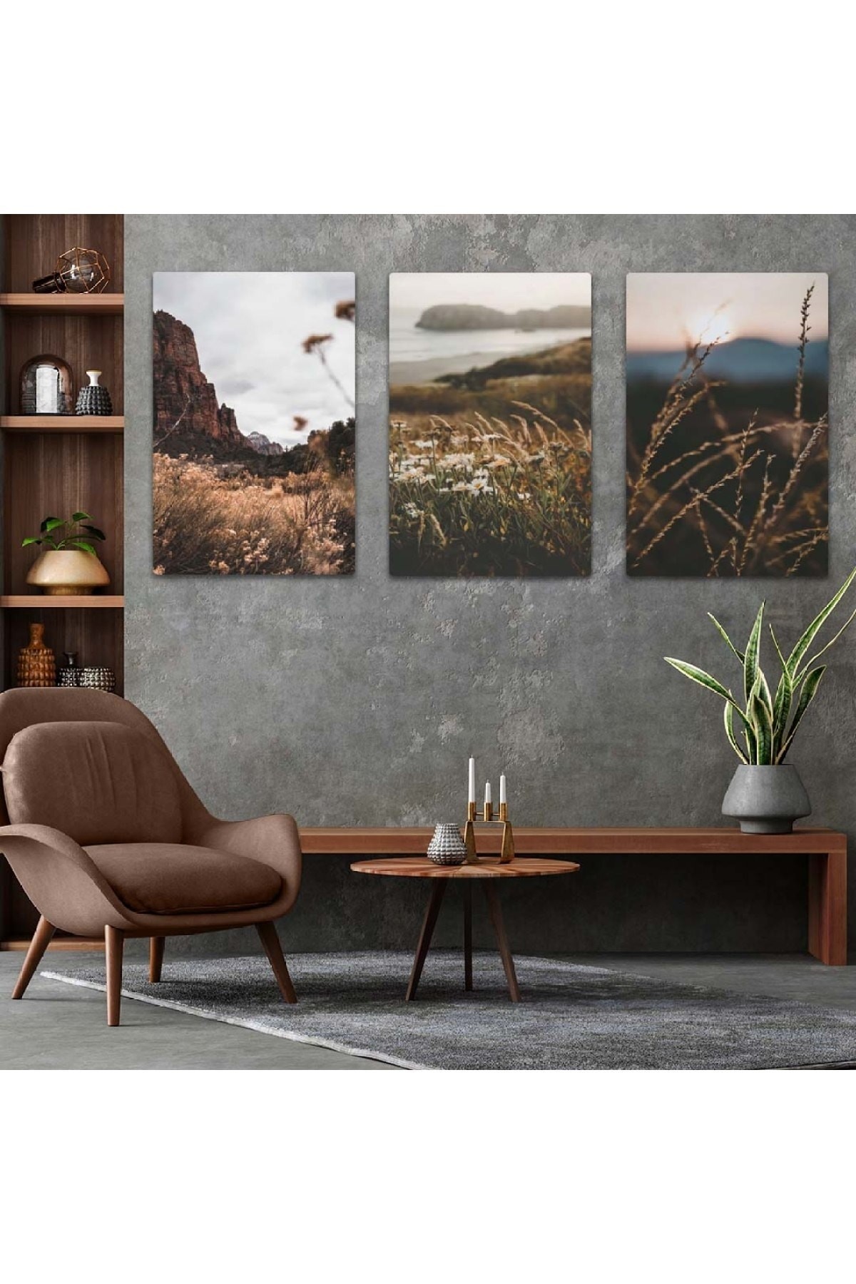 Manzara 3'Lü Ekstra Dayanıklı Solmaz MDF Tablo Set