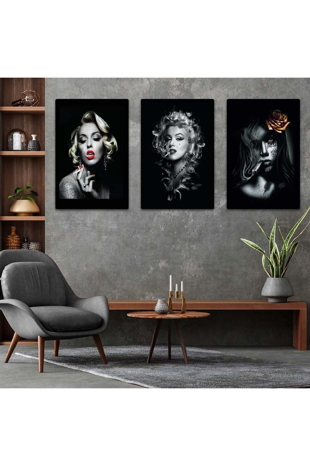 Marilyn Monroe 3'lü Mdf Tablo Set