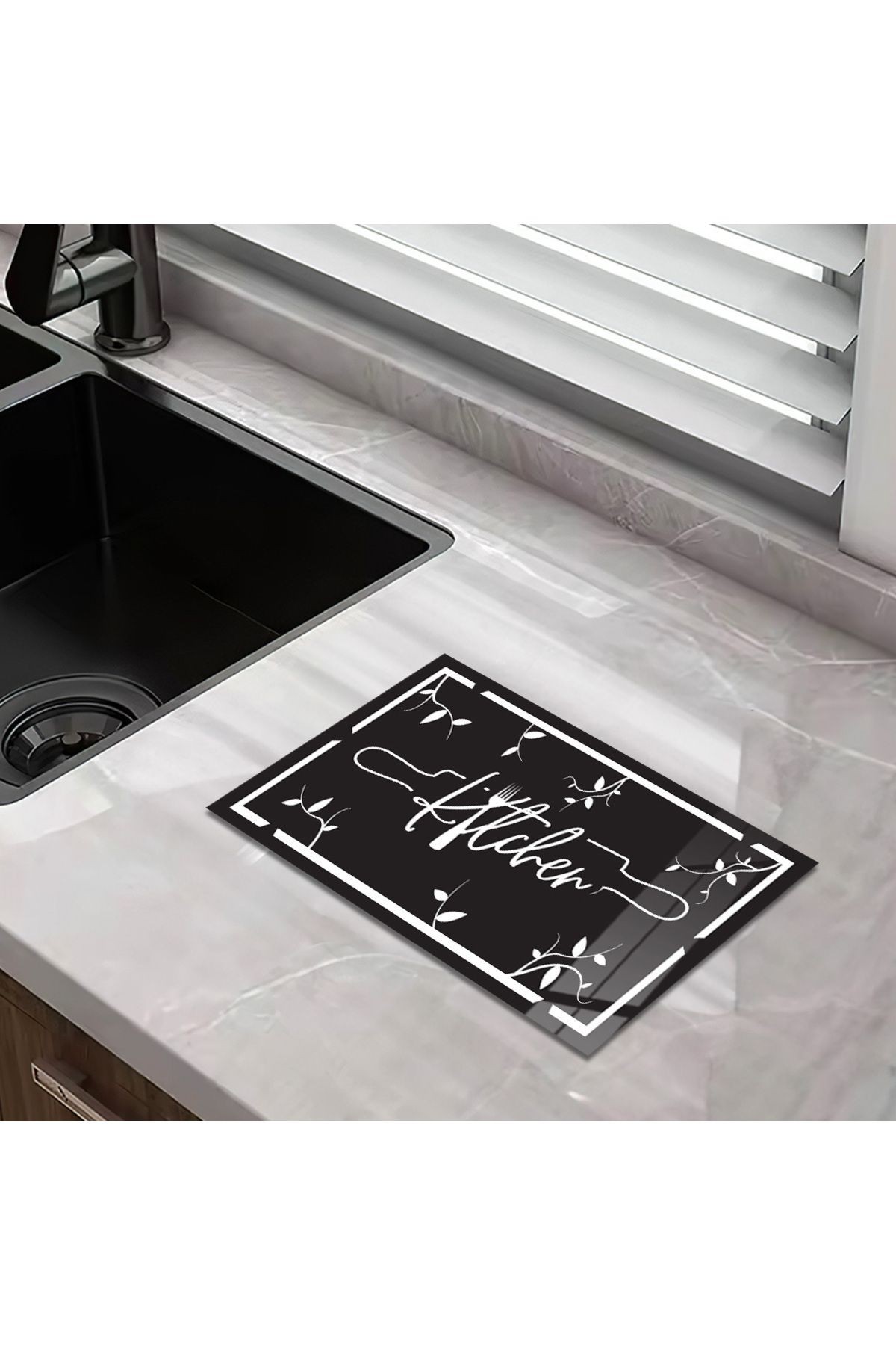 Cam Kesme Tahtası Çiçek Desenli Merdane Şekilli Yazı