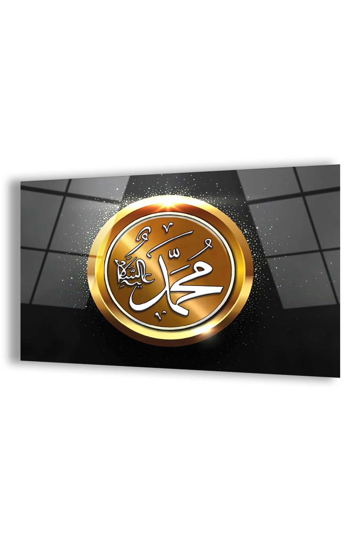 Duvar Sanatı Hz Muhammed Lafzı UV Baskı Kırılmaz Cam Tablo