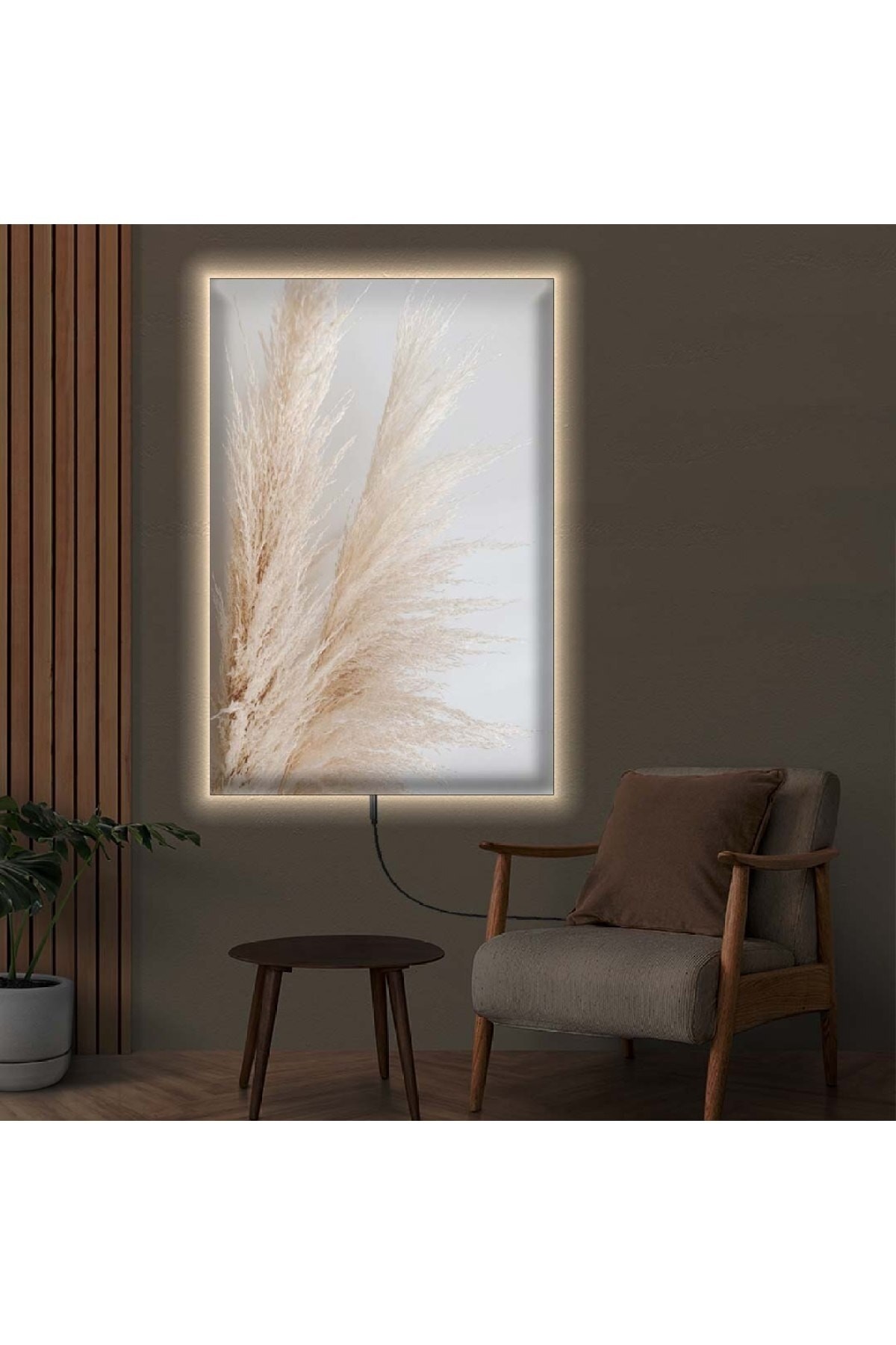 Sanat Tablosu Ledli Sonbahar Çiçekleri Ahşap Şase Dijital Baskı Kanvas Tablo 90X60Cm