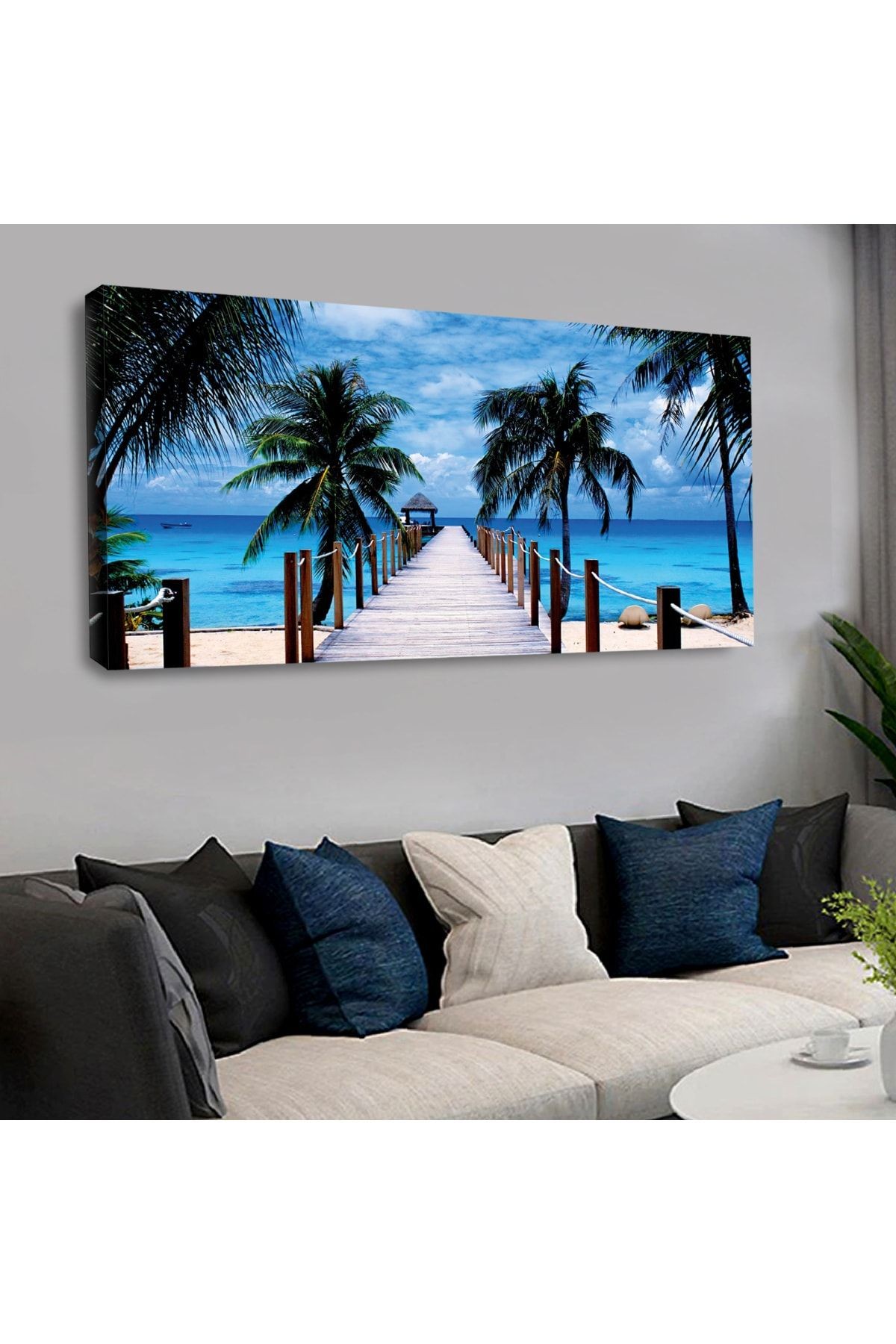 120 X 60 Cm Kanvas Plaj Manzara Tablo
