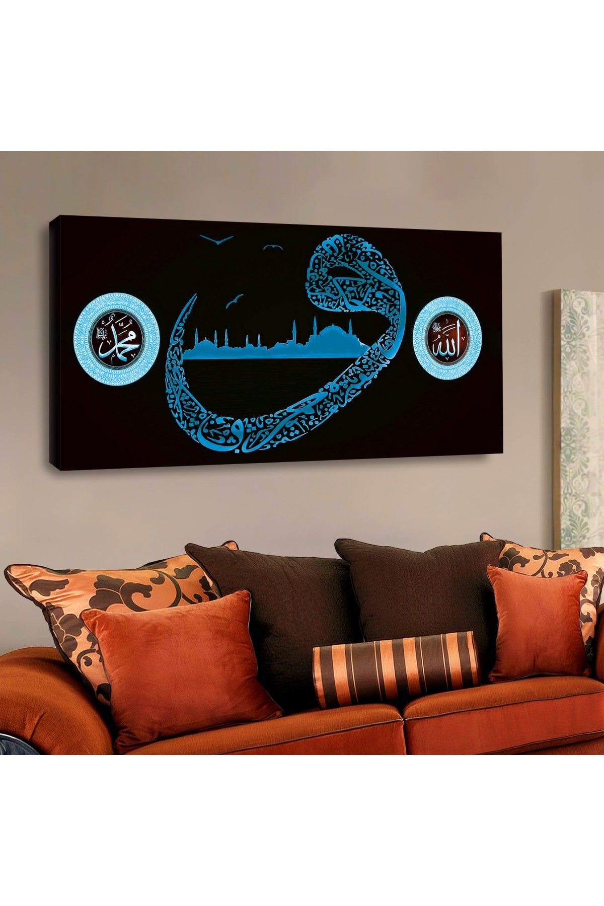 Modern Renkli Dayanıklı Ahşap Şase Dijital Baskı Kanvas Tablo 120X60Cm