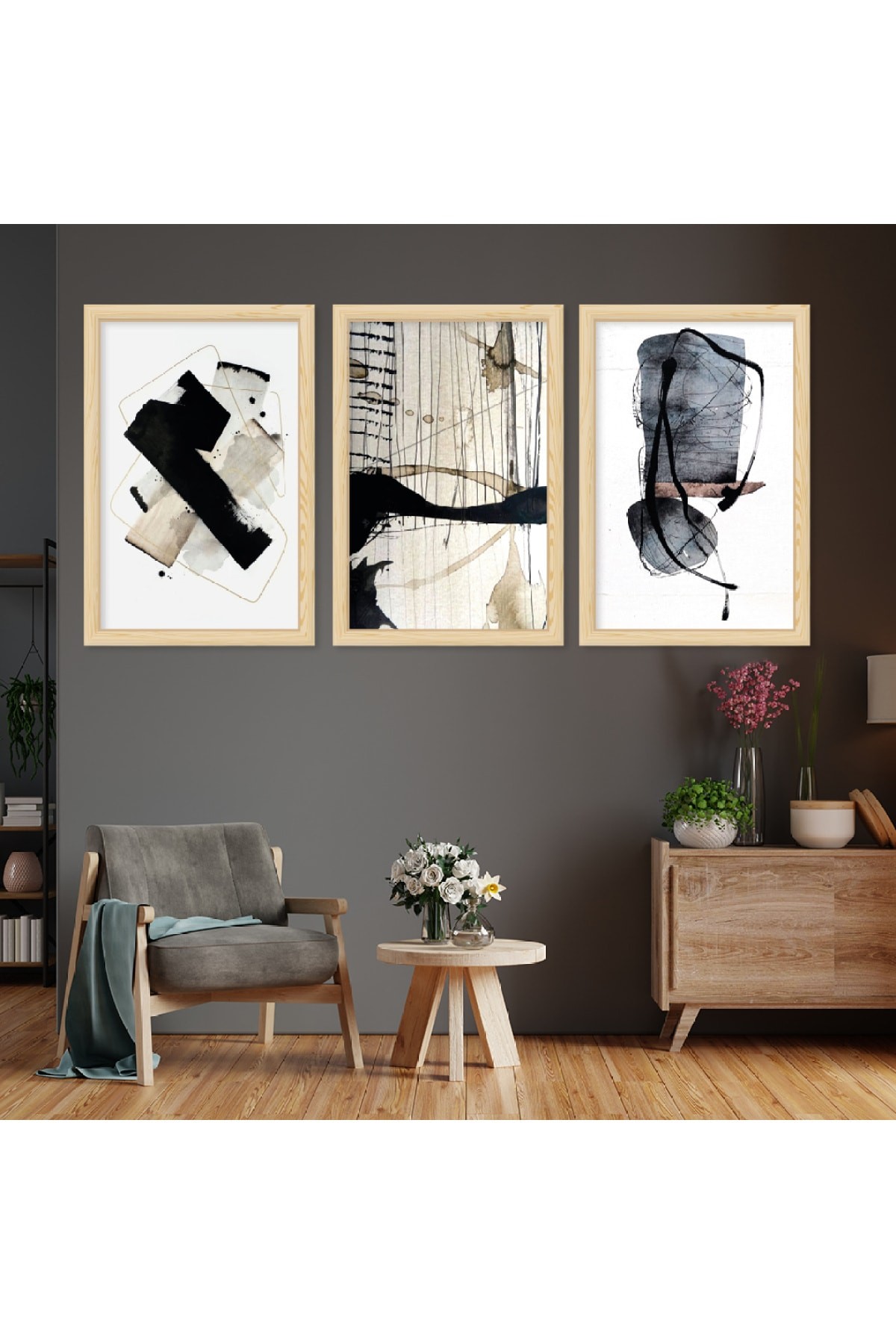 Minimal Sanat Tablosu Ahşap Çerçeveli Modern Tablo