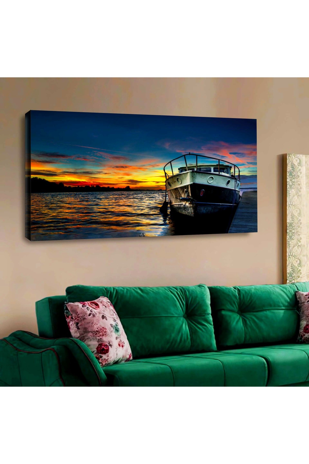 Renkli Tasarım Dayanıklı Ahşap Şase Dijital Baskı Kanvas Tablo 120X60Cm