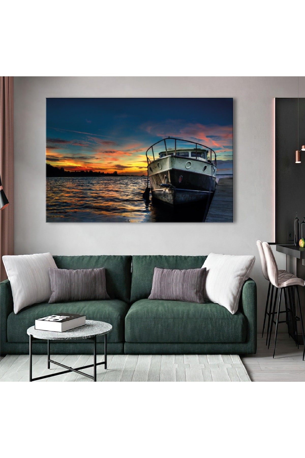 Günbatımı Manzara Ahşap Şase Dijital Baskı Kanvas Tablo 120X80Cm