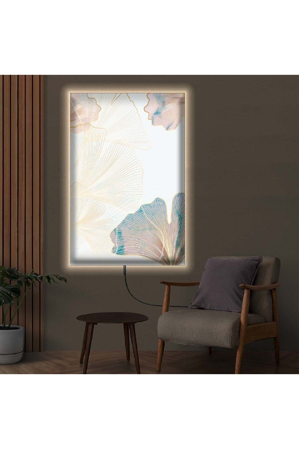 Ledli 70x100 Kolaj Çizim Çiçek Kanvas Tablo