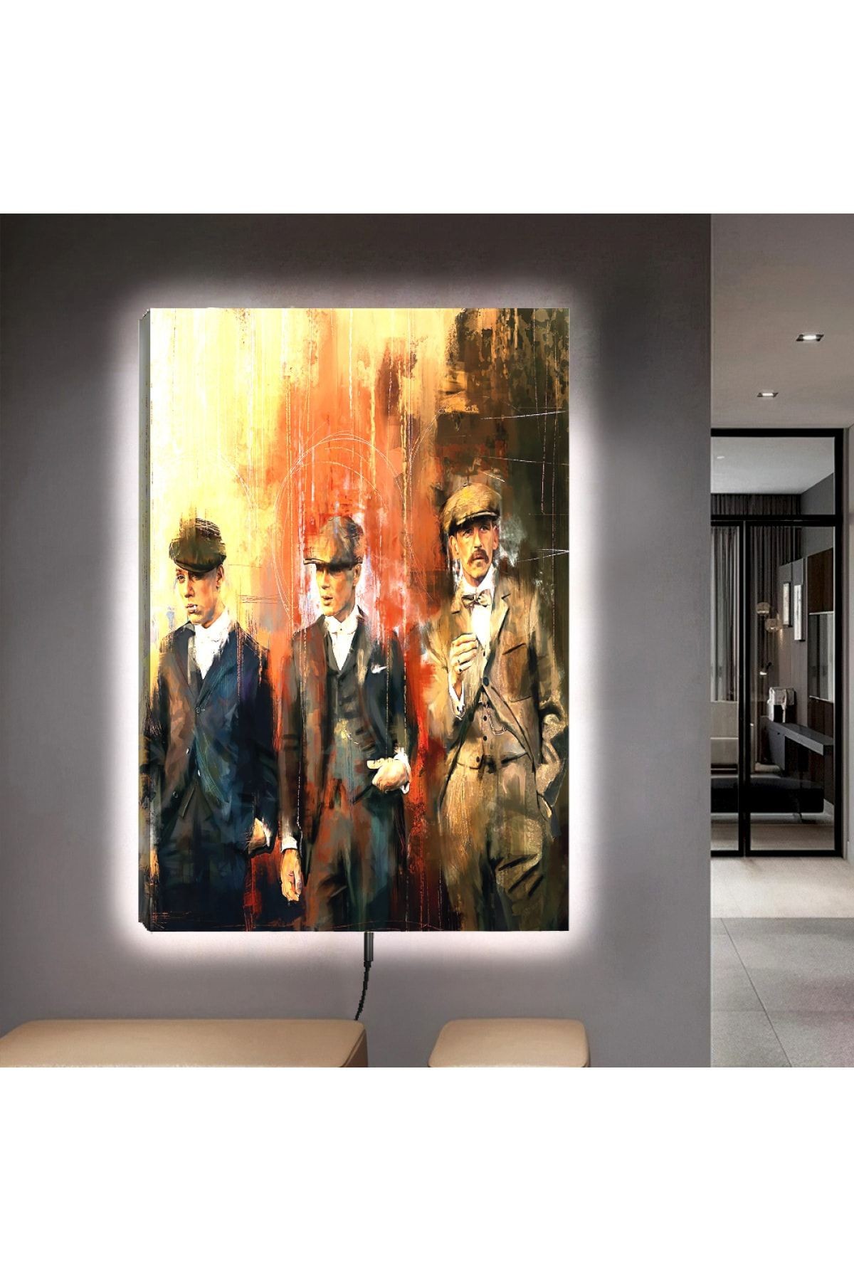 Kanvas Yağlı Boya Görünümlü Peaky Blinders Ledli Tablo