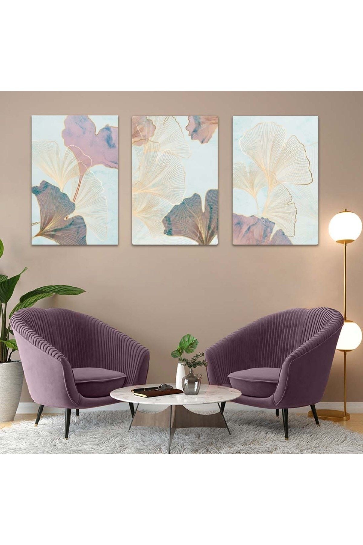 Soyut Desen 3'lü Mdf Tablo Set