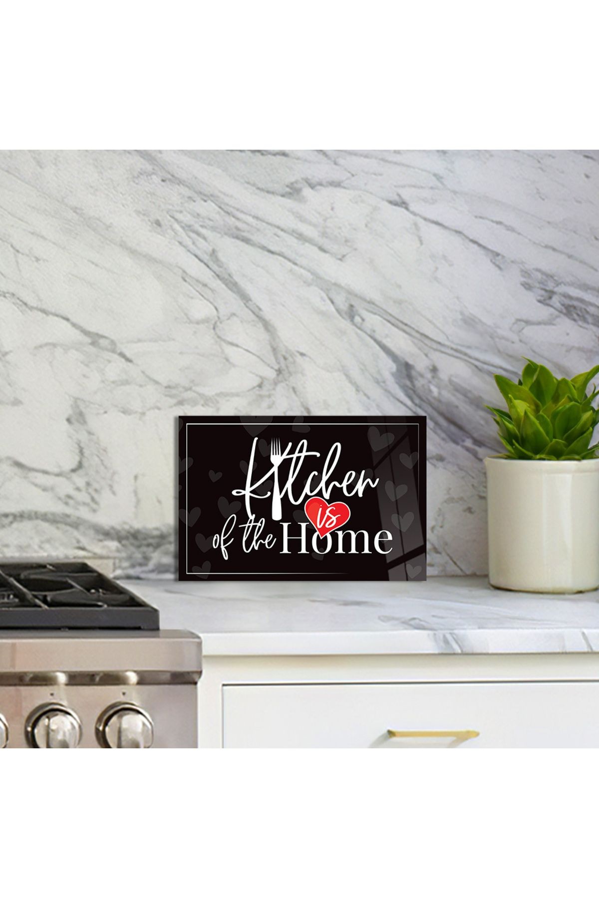 Cam Kesme Tahtası "Kitchen Is Of The Home" Yazılı