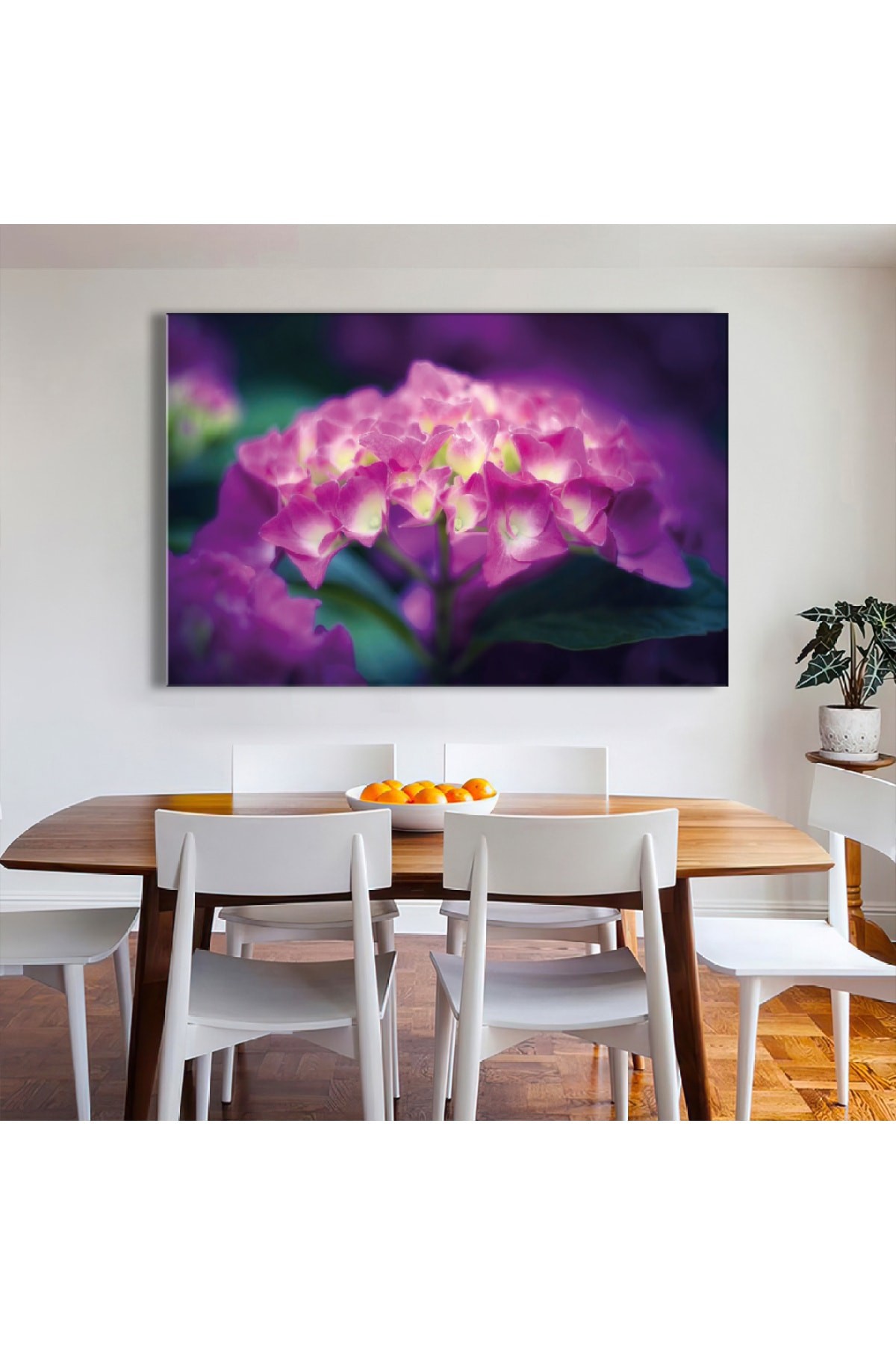 Renkli Çiçek Ahşap Şase Dijital Baskı Kanvas Tablo 120X80Cm