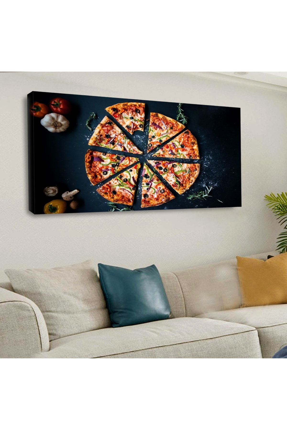 120 X 60 Cm Kanvas Pizza Tablo