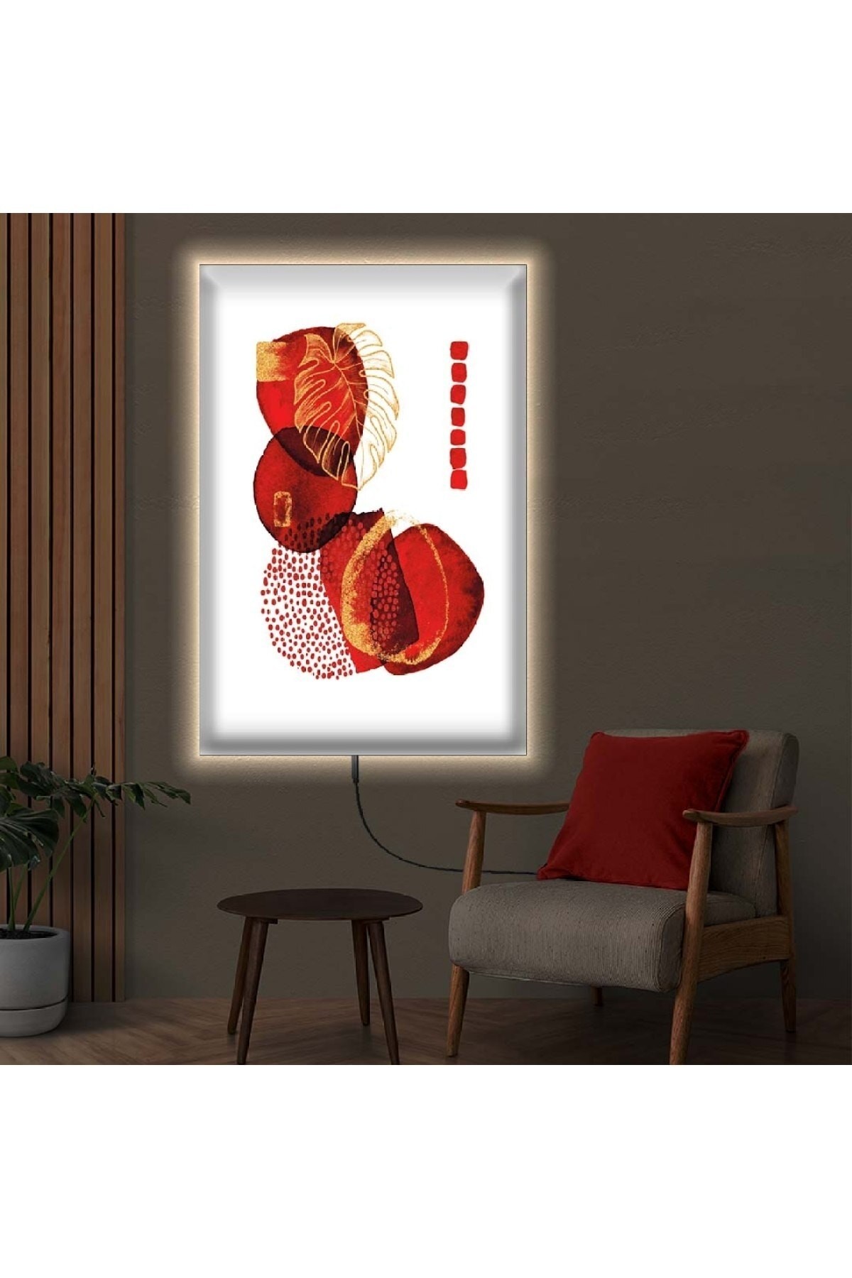 Modern Ledli Modern Çizim Ahşap Şase Dijital Baskı Kanvas Tablo 50X70Cm