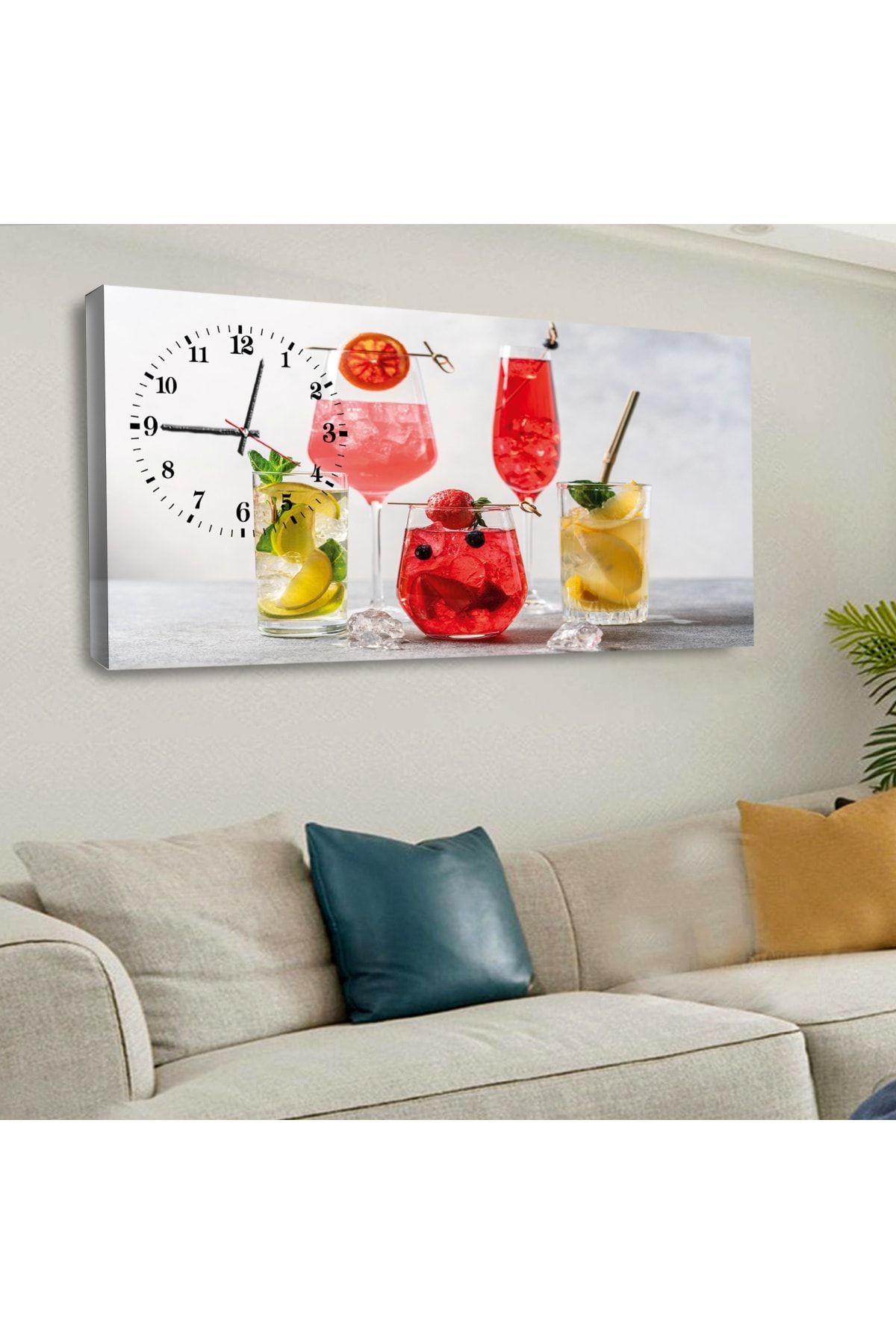 120 X 60 Saatli Kanvas Mojito Tablo