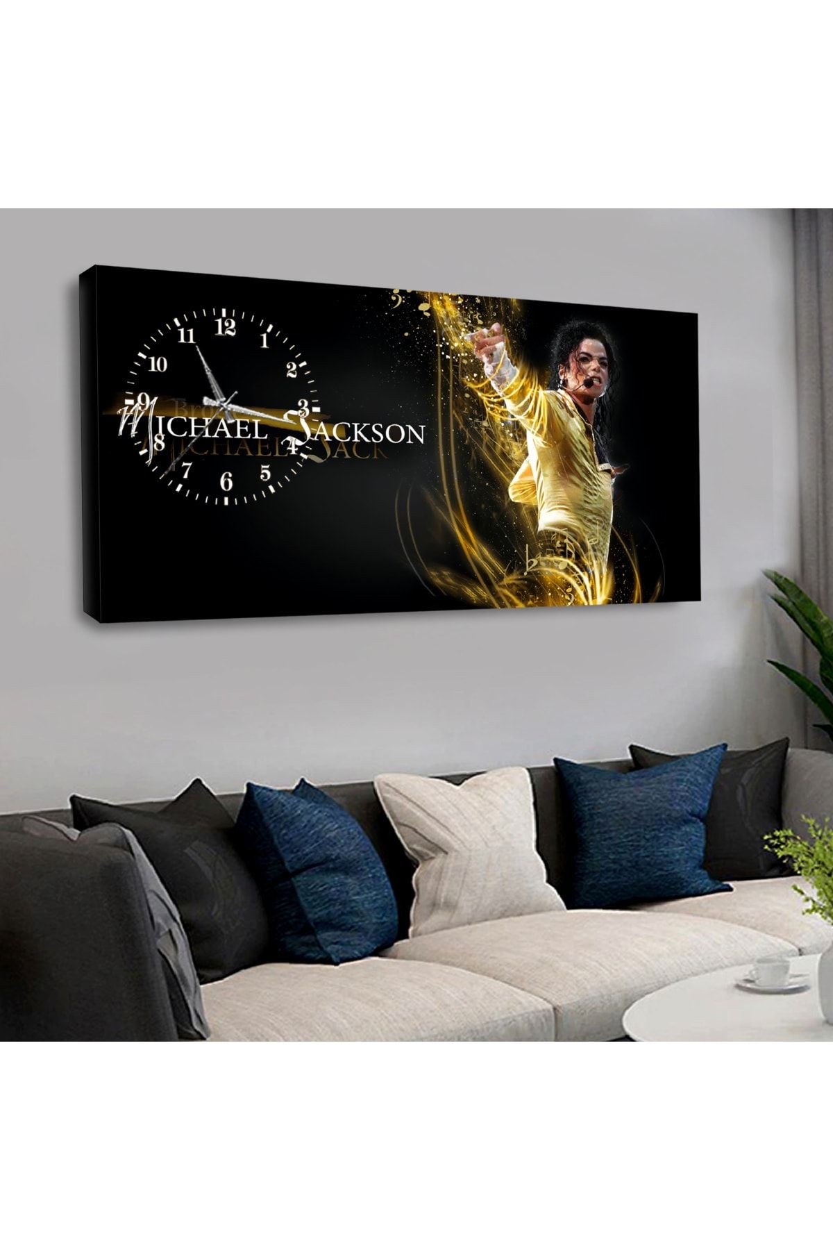 120x60 Saatli Mıcheal Jackson Kanvas Tablo