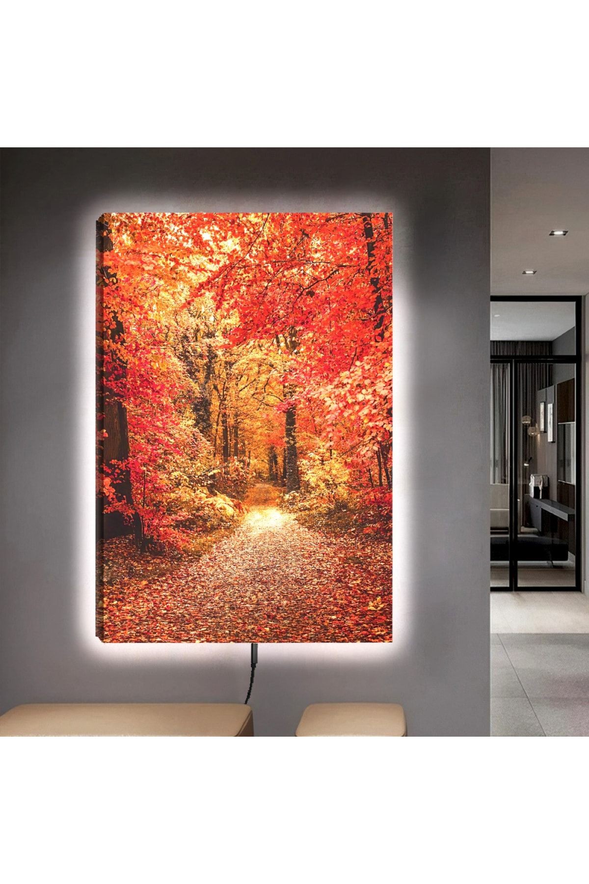 Ledli 90x60 Sonbahar Manzara Kanvas Tablo