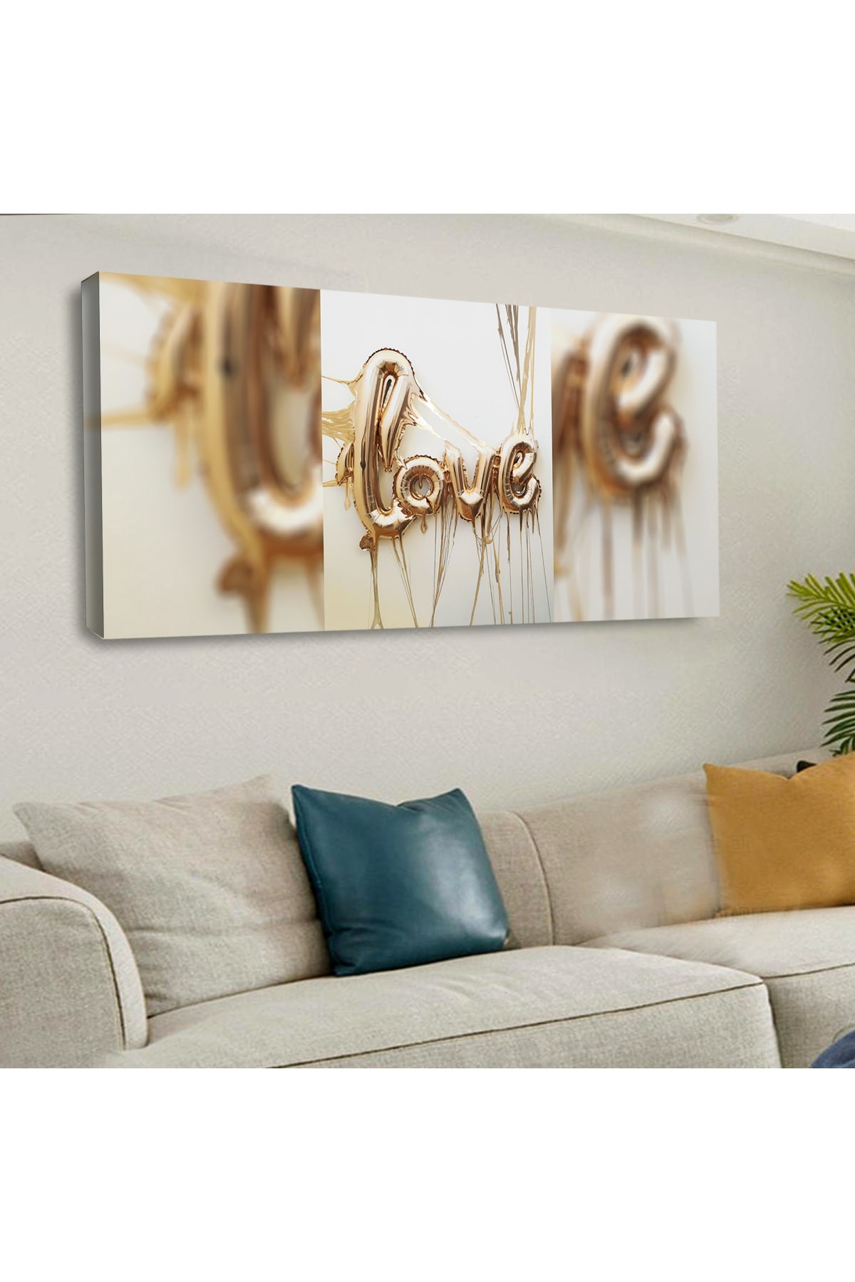 Ahşap Şase Dijital Baskı Kanvas Love Tablo 120X60Cm