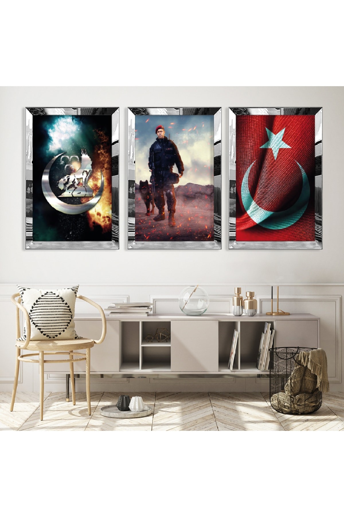 Türk Gücü Gold Pleksi Kenar Solmaz MDF Tablo