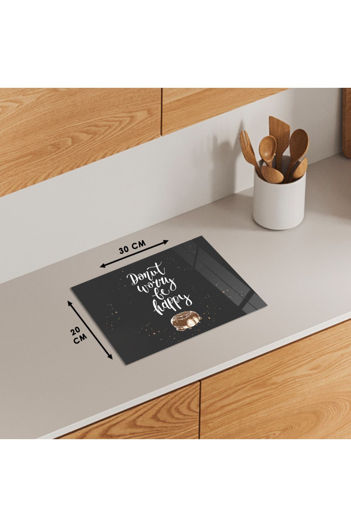 Cam Kesme Tahtası "Donut Worry Be Happy" Yazılı