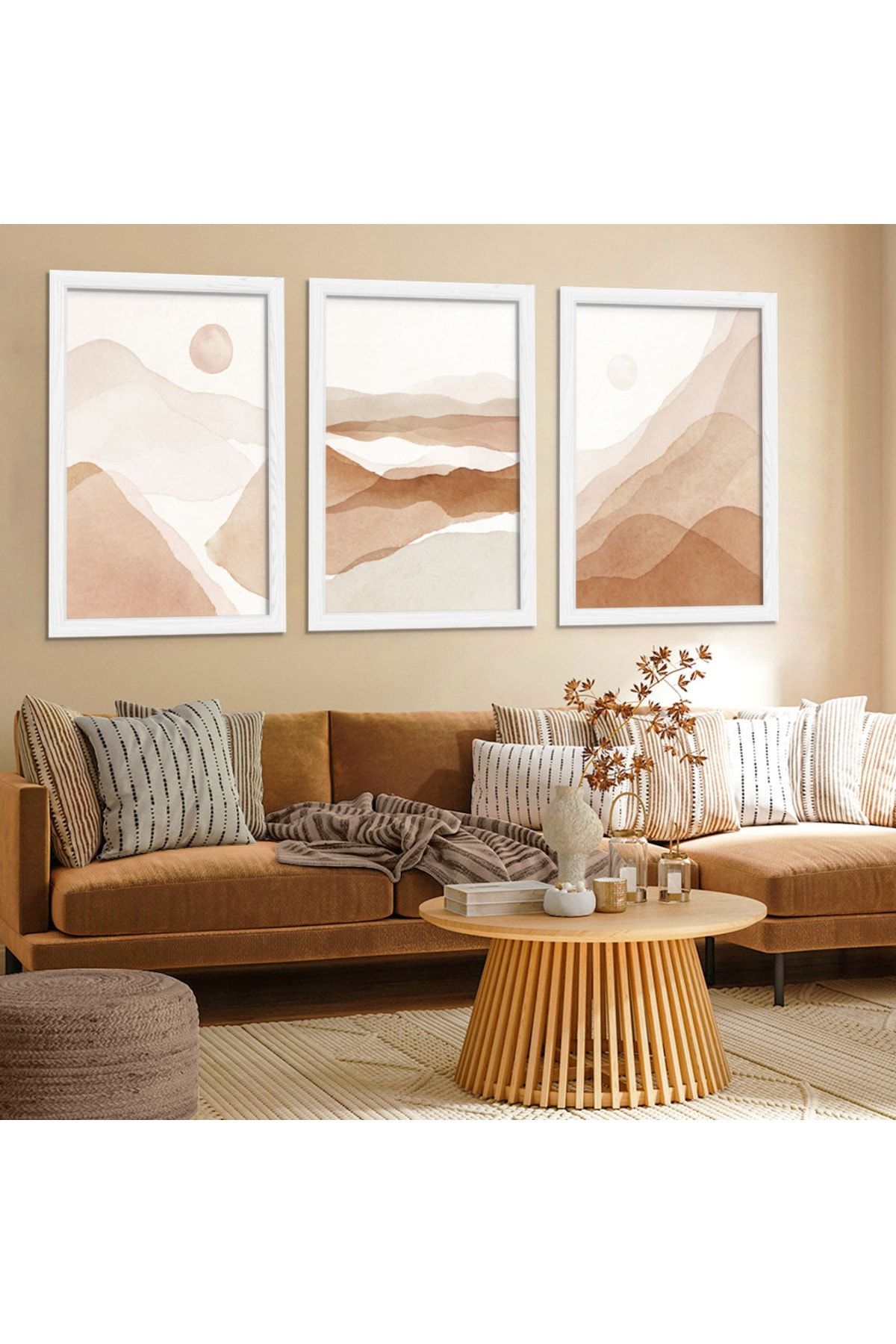 Beyaz Ahşap Çerçeveli Kolaj Çizim Tablo