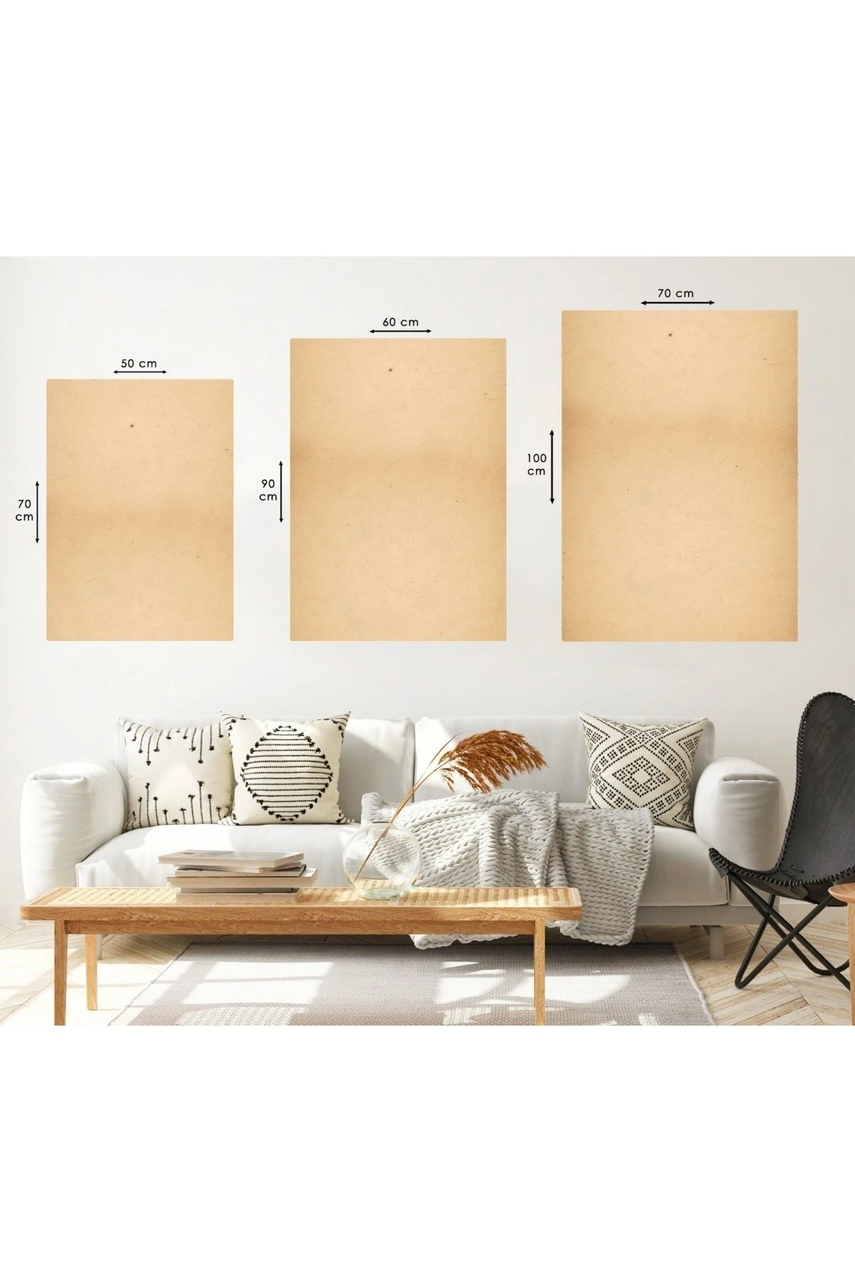 Sanat Tablosu Modern Çizim 3'Lü Solmaz MDF Tablo Set