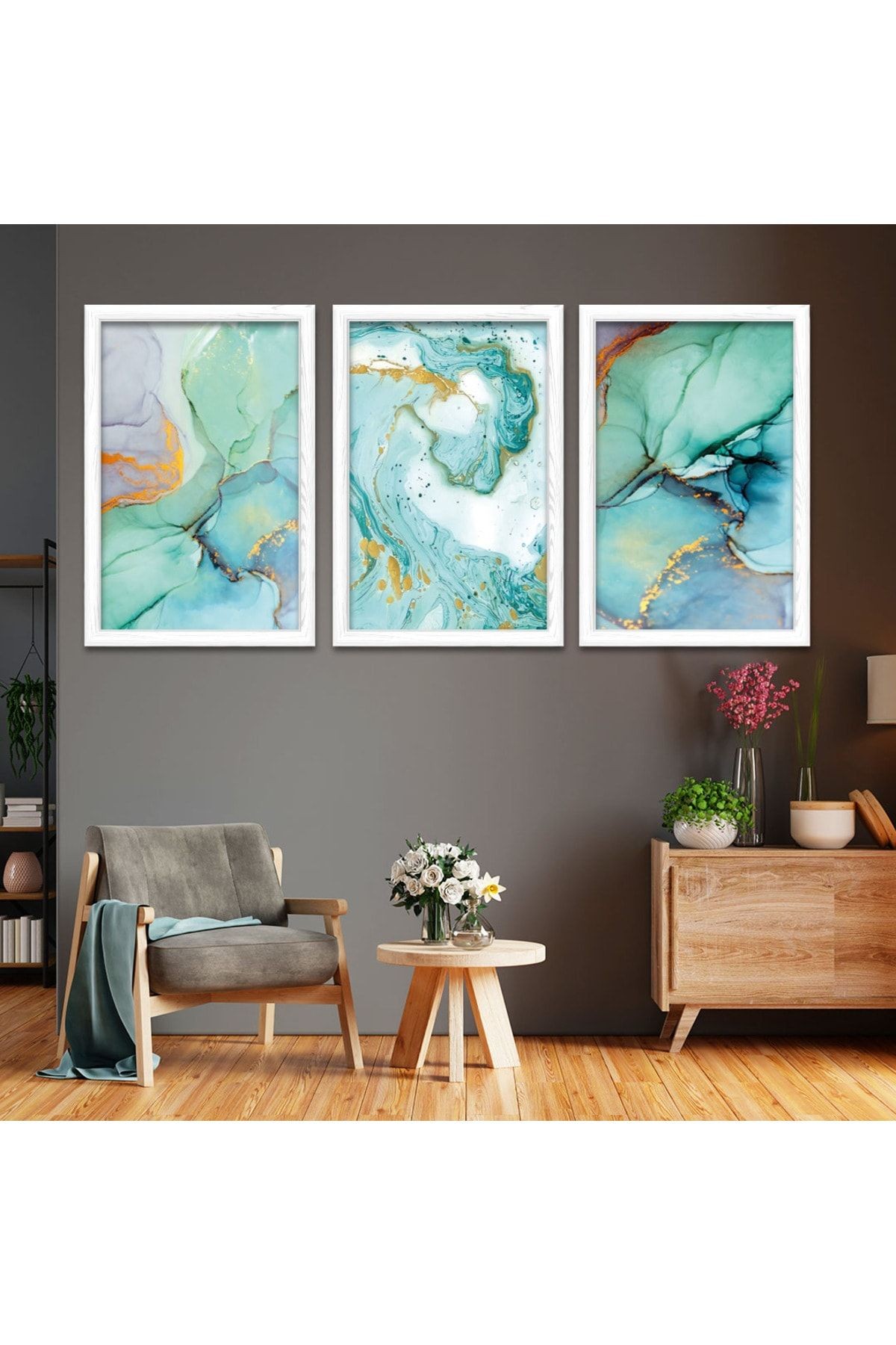 Beyaz Ahşap Çerçeveli Modern Tablo