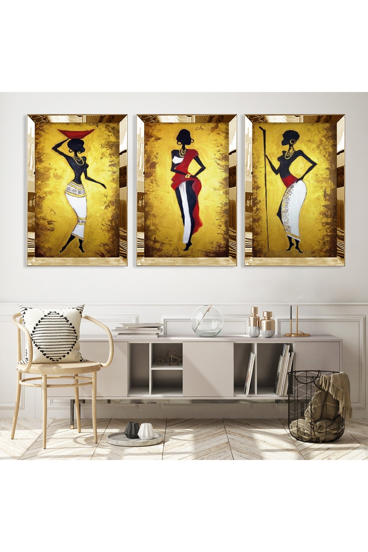 Mısır Medeniyeti Gold Pleksili Saat Ve Solmaz MDF Tablo