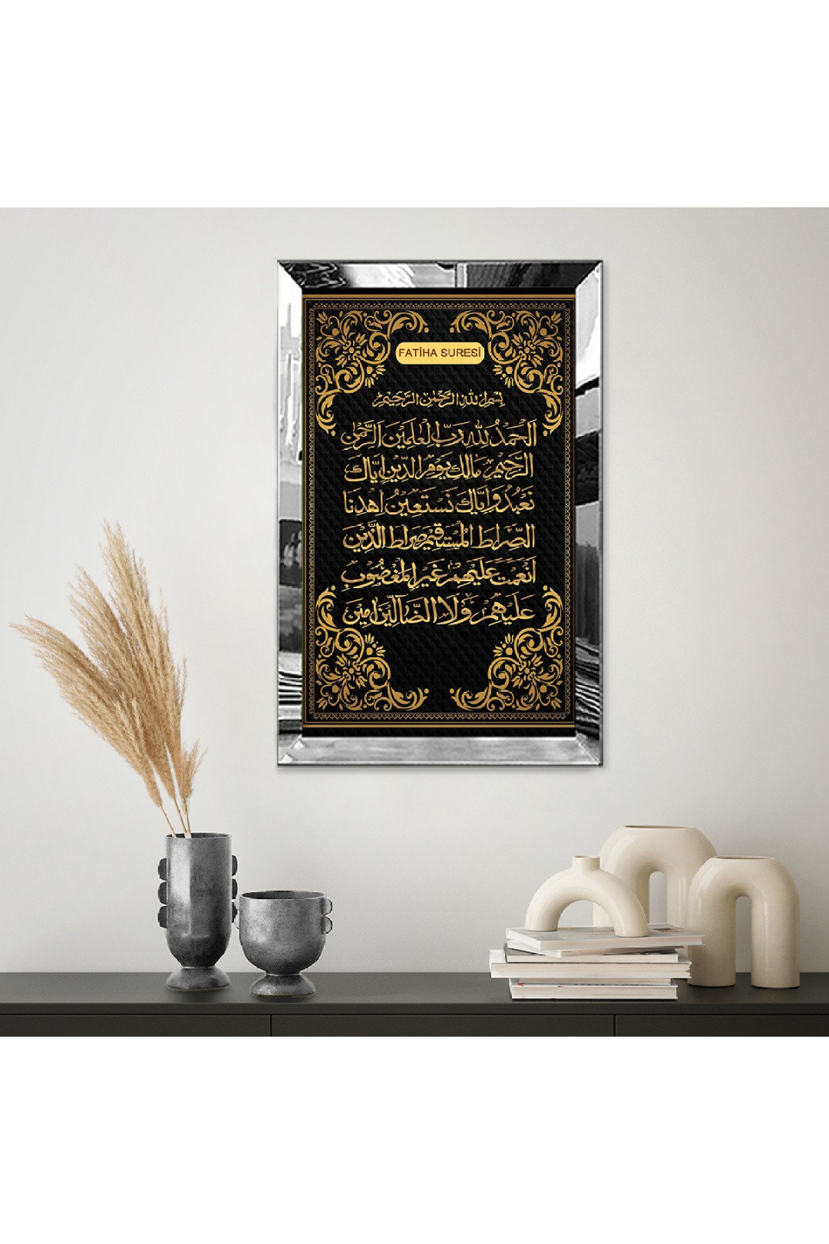 AYNALI PLEKSİ ÇERÇEVELİ ARAPÇA FATİHA SURESİ DİNİ TABLO
