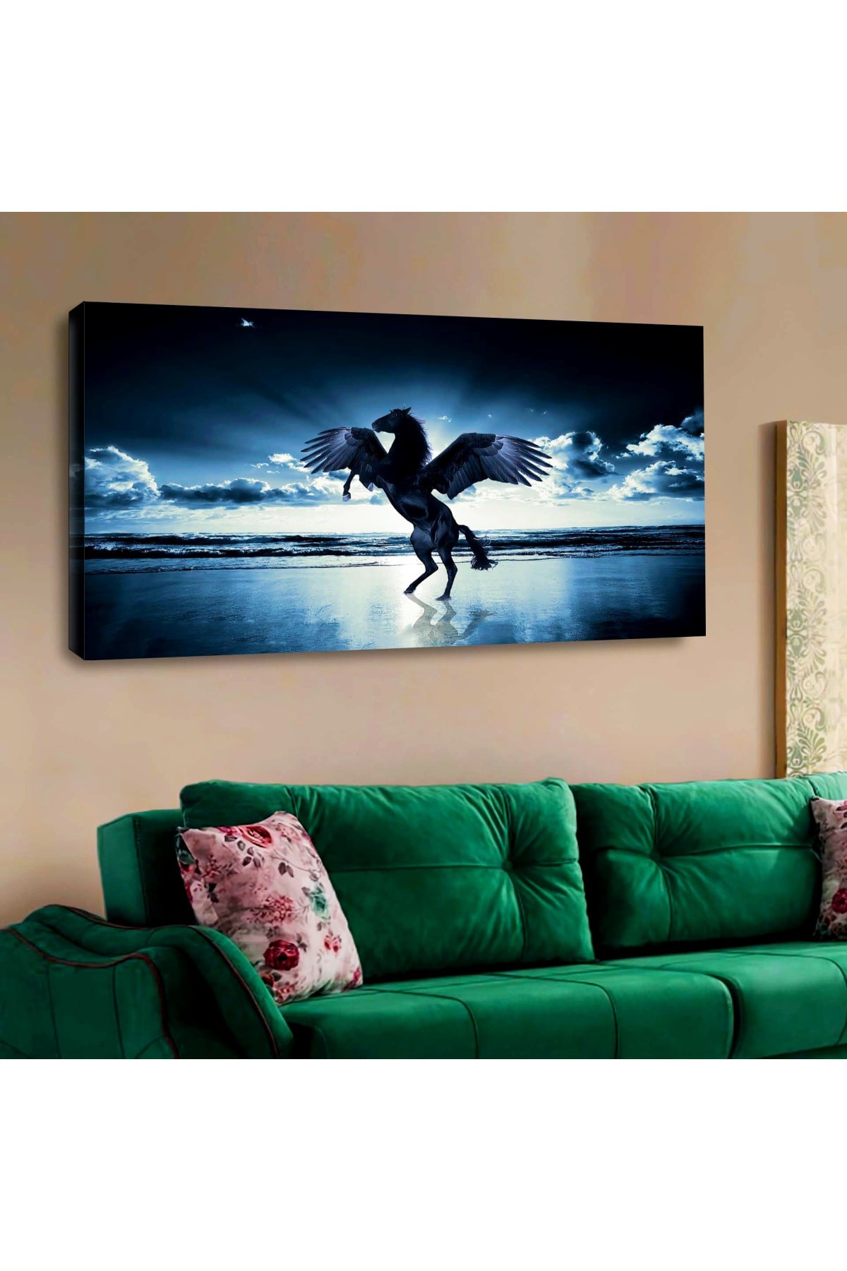 Renkli Ahşap Şase Dijital Baskı Kanvas Üst Kalite Baskı Tablo 120X60Cm