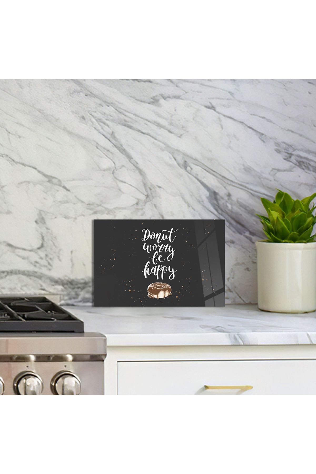 Cam Kesme Tahtası "Donut Worry Be Happy" Yazılı