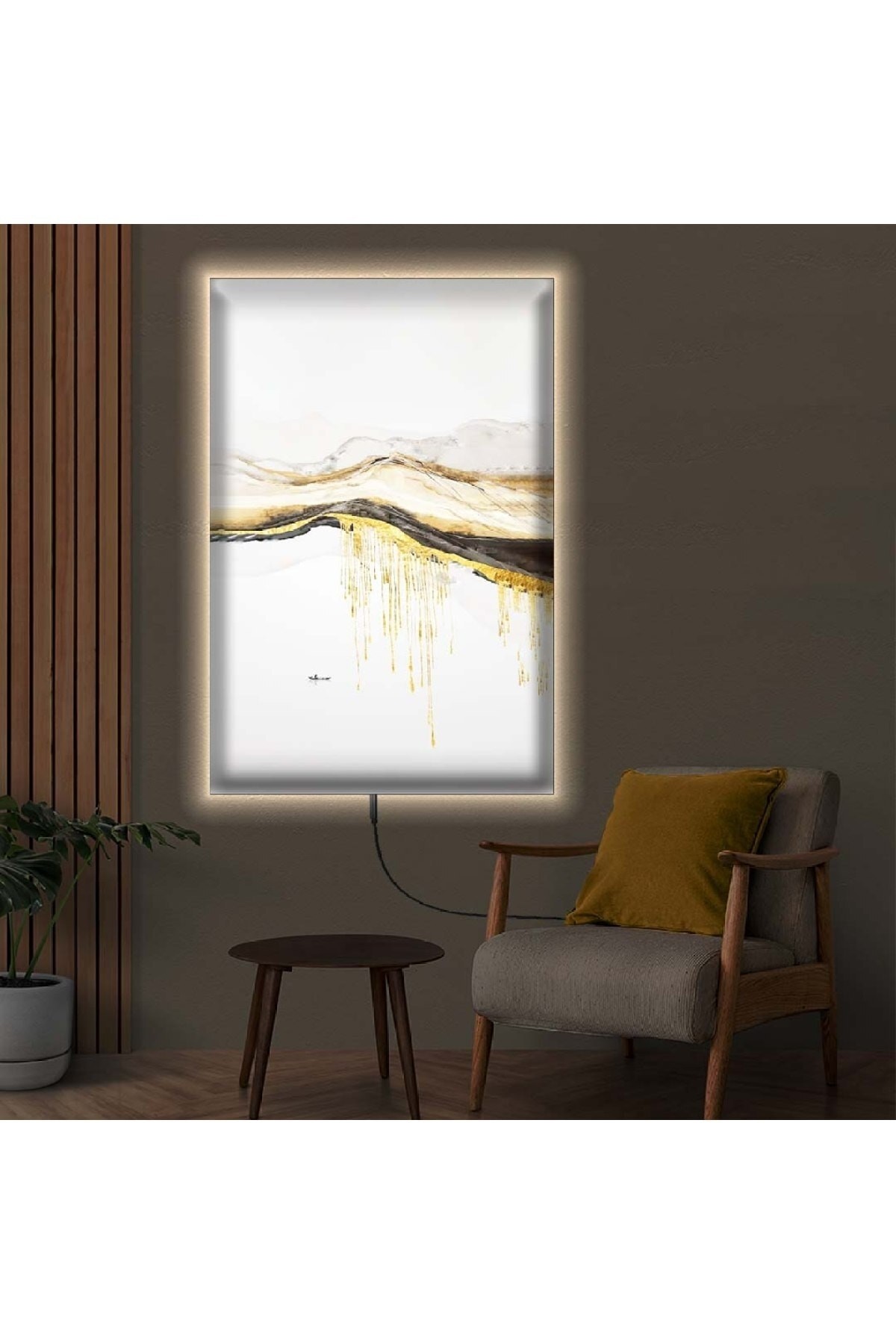 Sanat Tablosu Ledli Kolaj Çizim Ahşap Şase Dijital Baskı Kanvas Tablo 50X70Cm