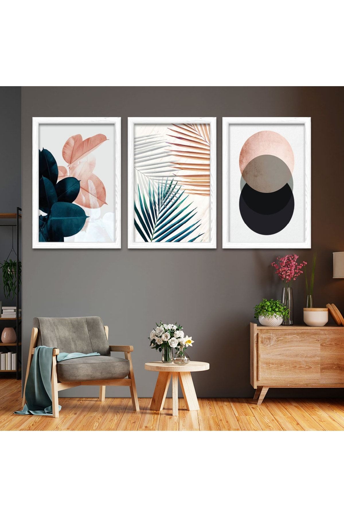 Beyaz Ahşap Çerçeveli Modern Tablo