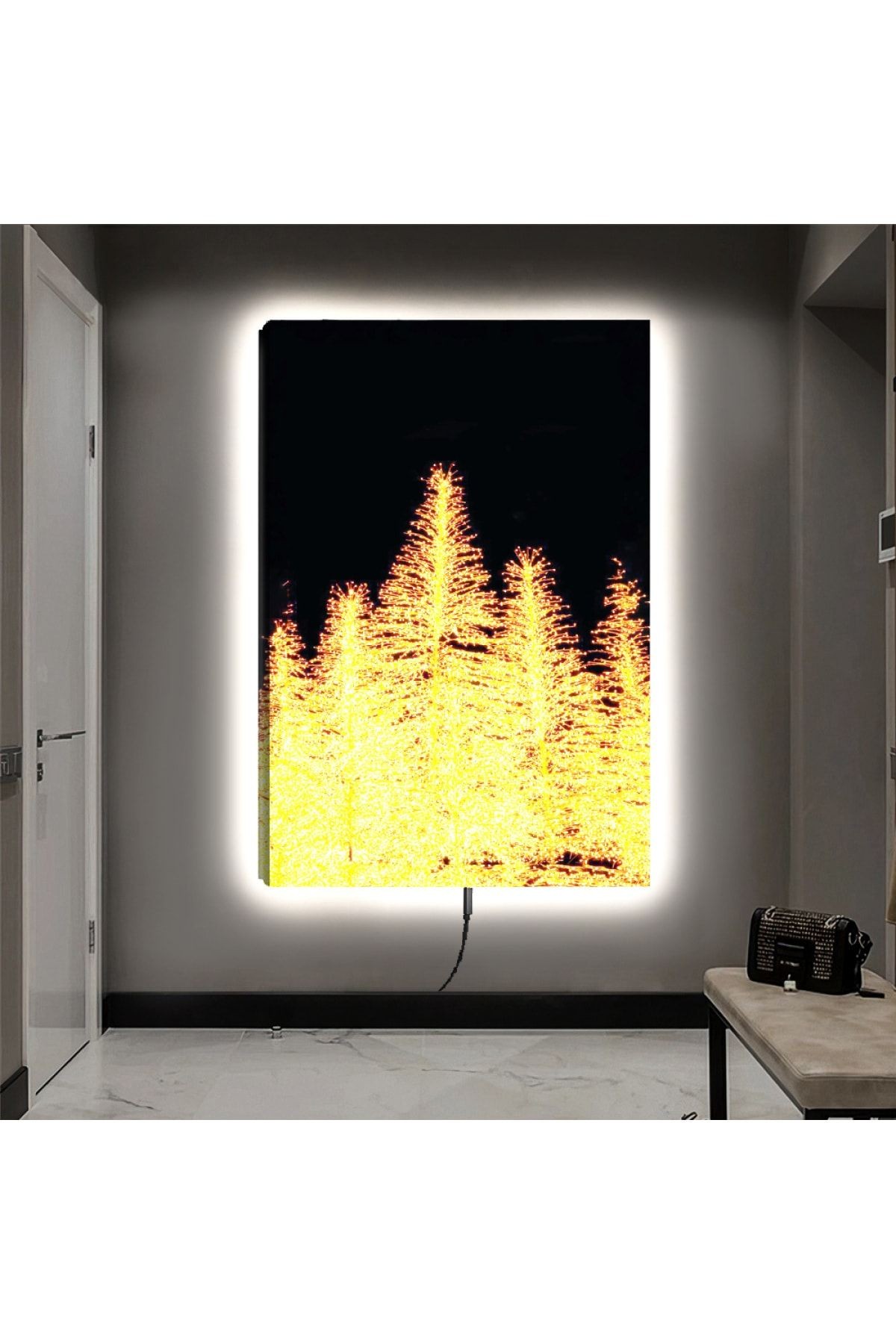 Ledli 90x60 Kolaj Çizim Kanvas Tablo