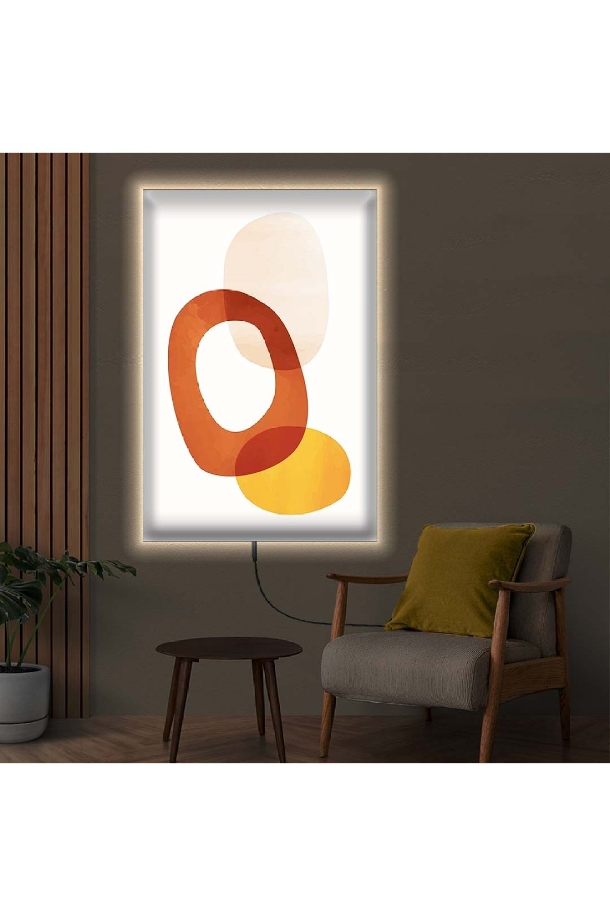 Salon Tablosu Ledli Modern Çizim Ahşap Şase Dijital Baskı Kanvas Tablo 70X100Cm